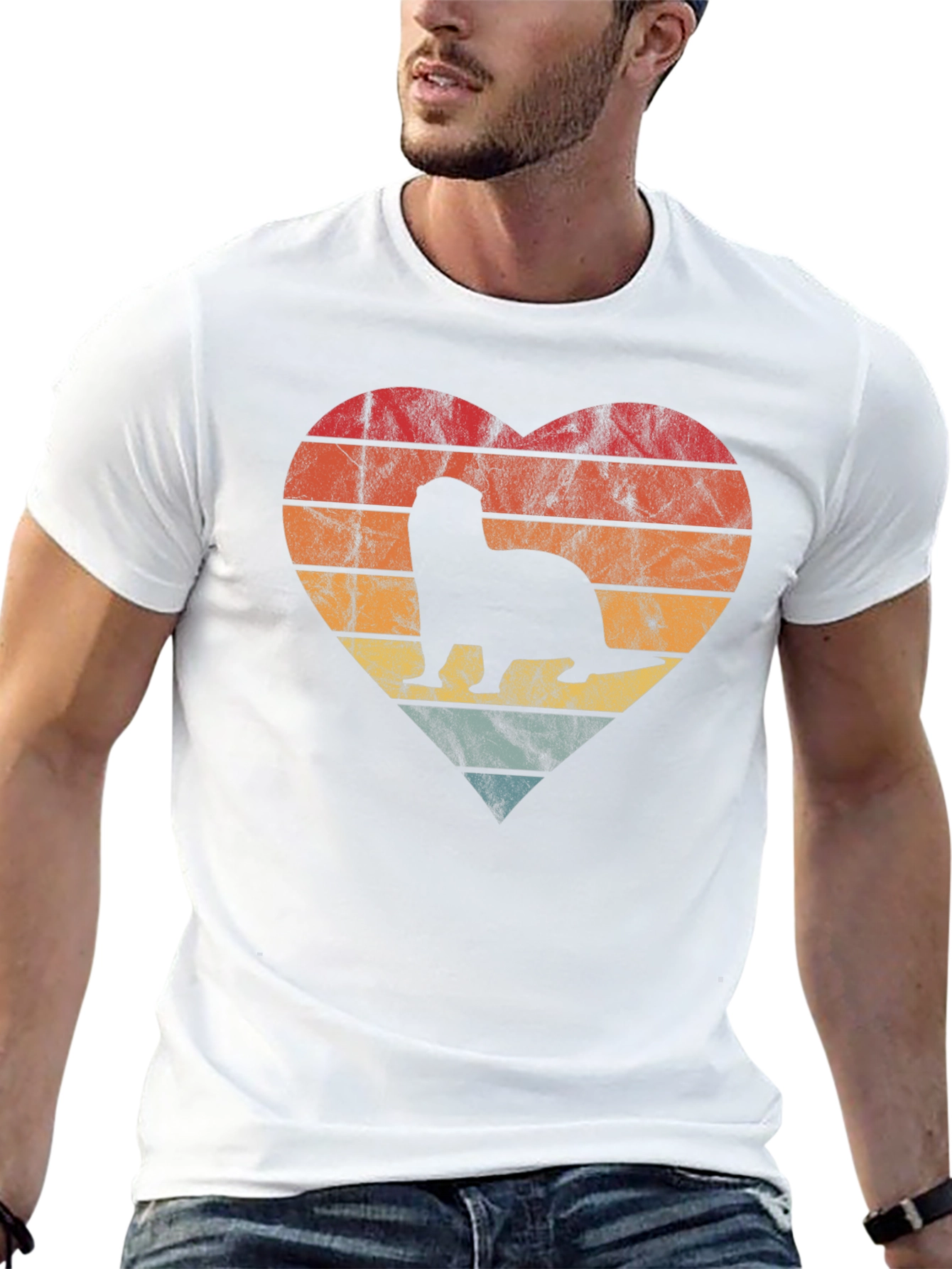 Retro Otter Heart Graphic T-Shirt