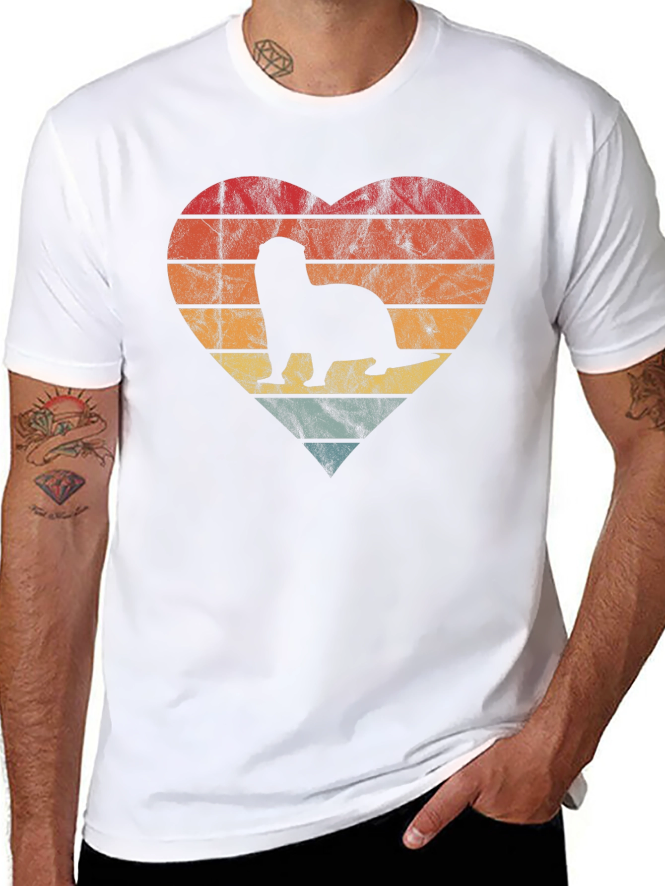 Retro Otter Heart Graphic T-Shirt
