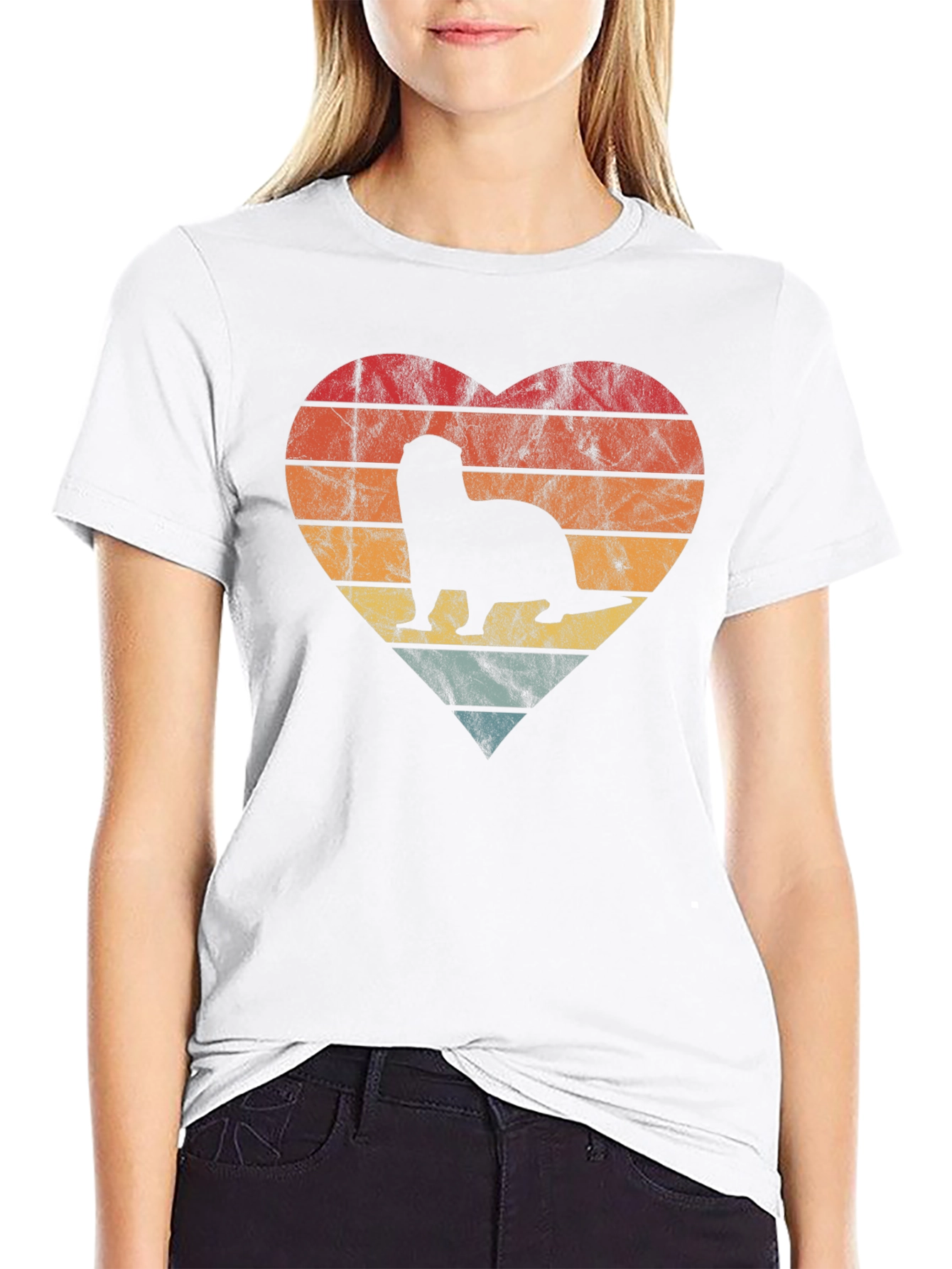 Retro Otter Heart Graphic T-Shirt
