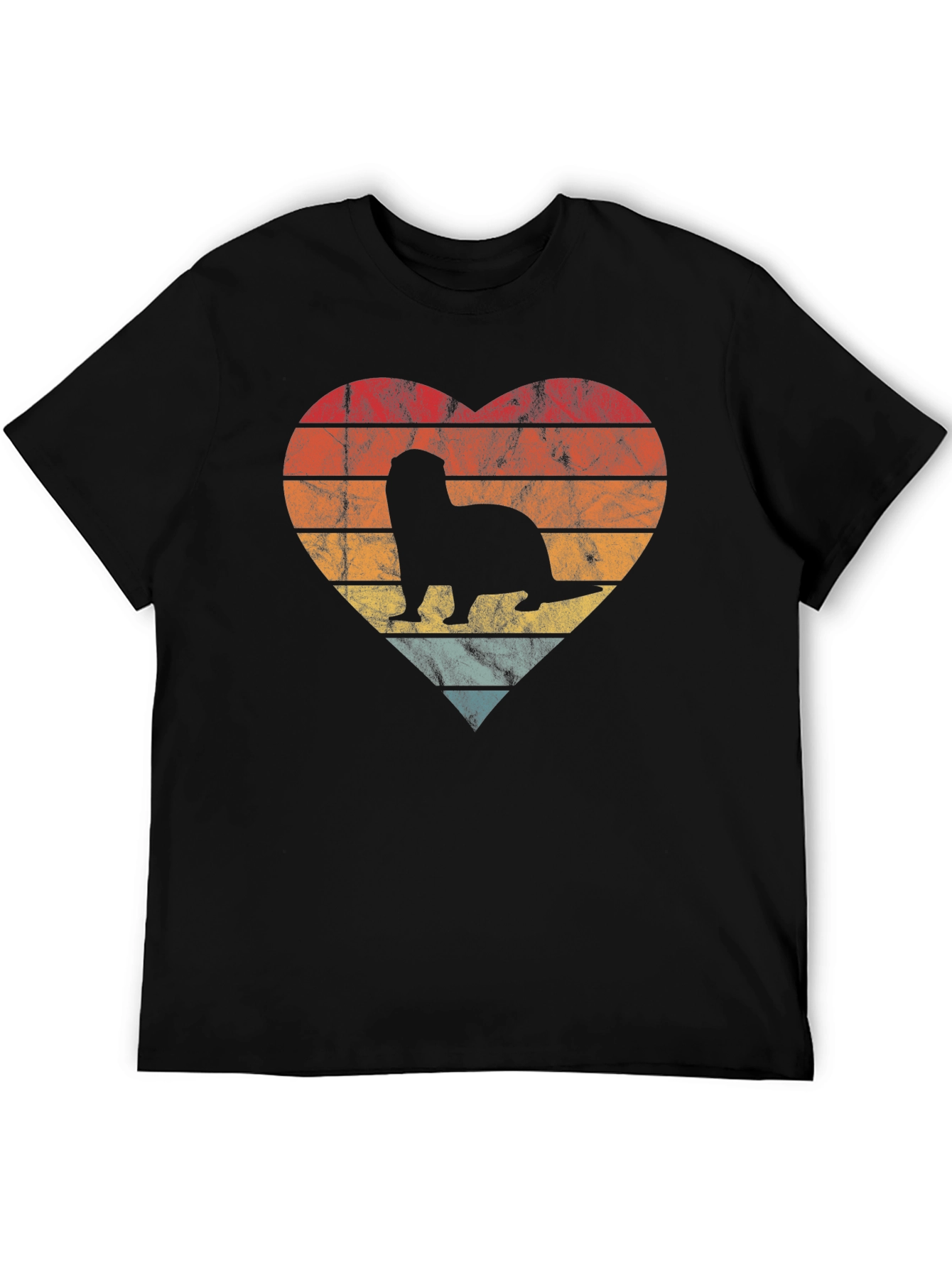 Retro Otter Heart Graphic T-Shirt