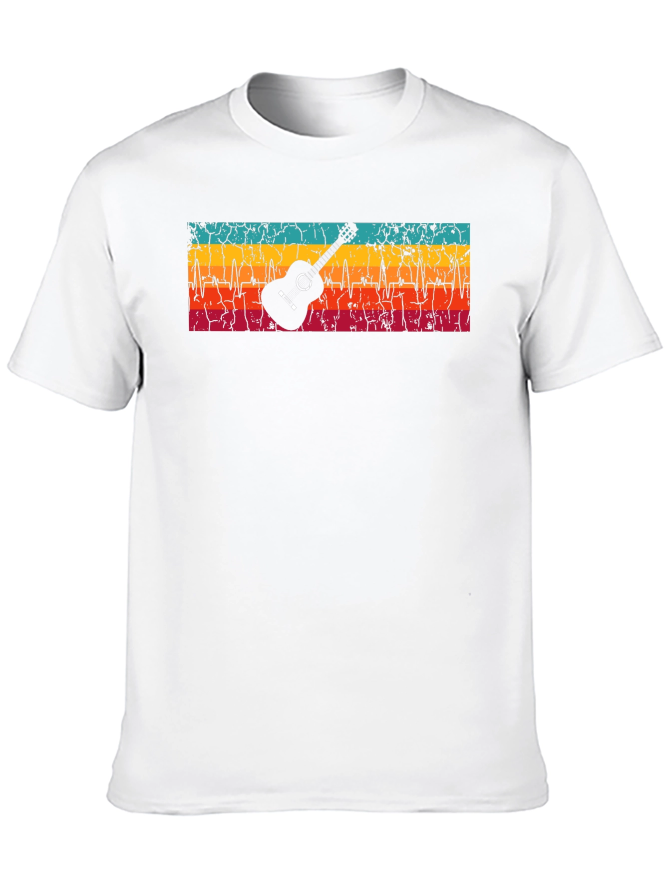 Guitar Heartbeat Graphic T-Shirt - Retro Design