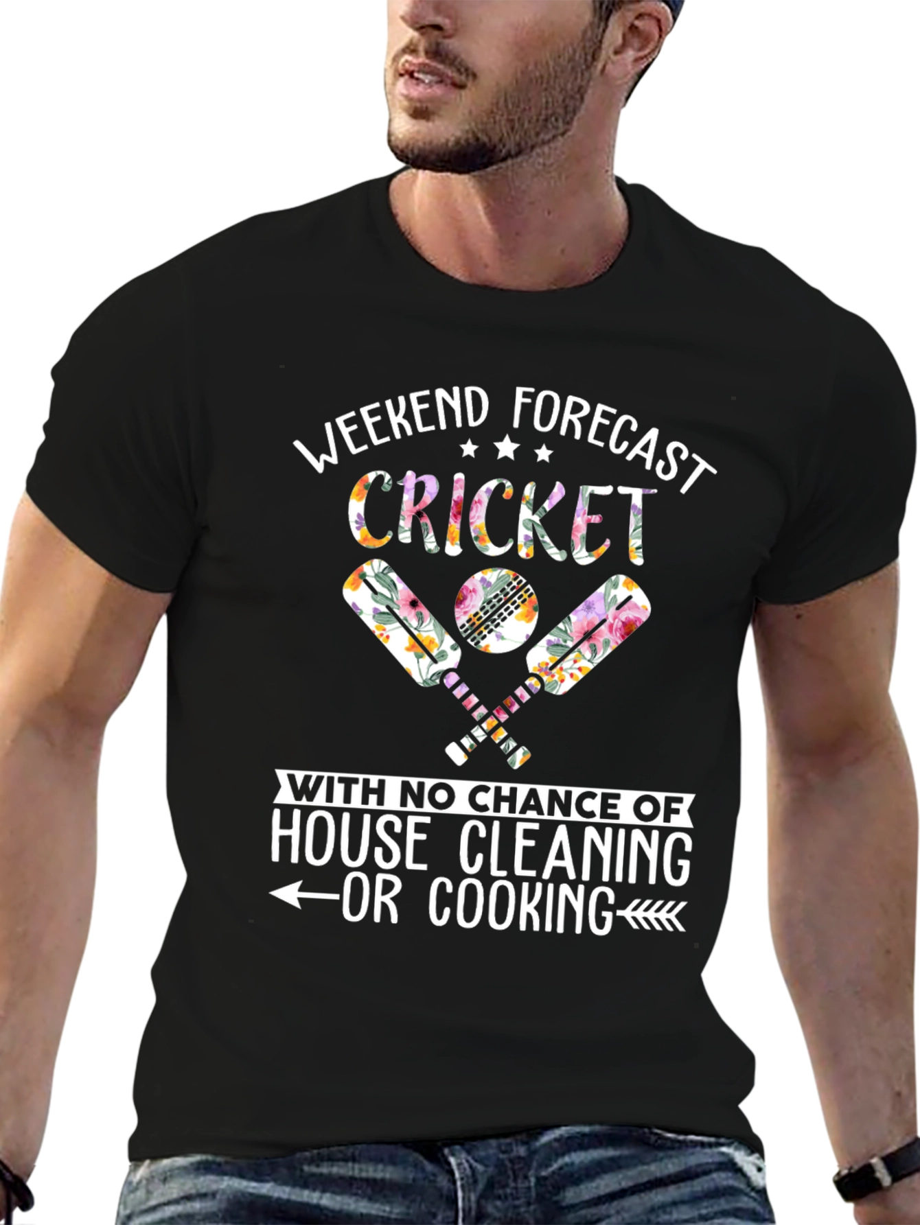 Weekend Cricket Forecast T-Shirt - No Cleaning!