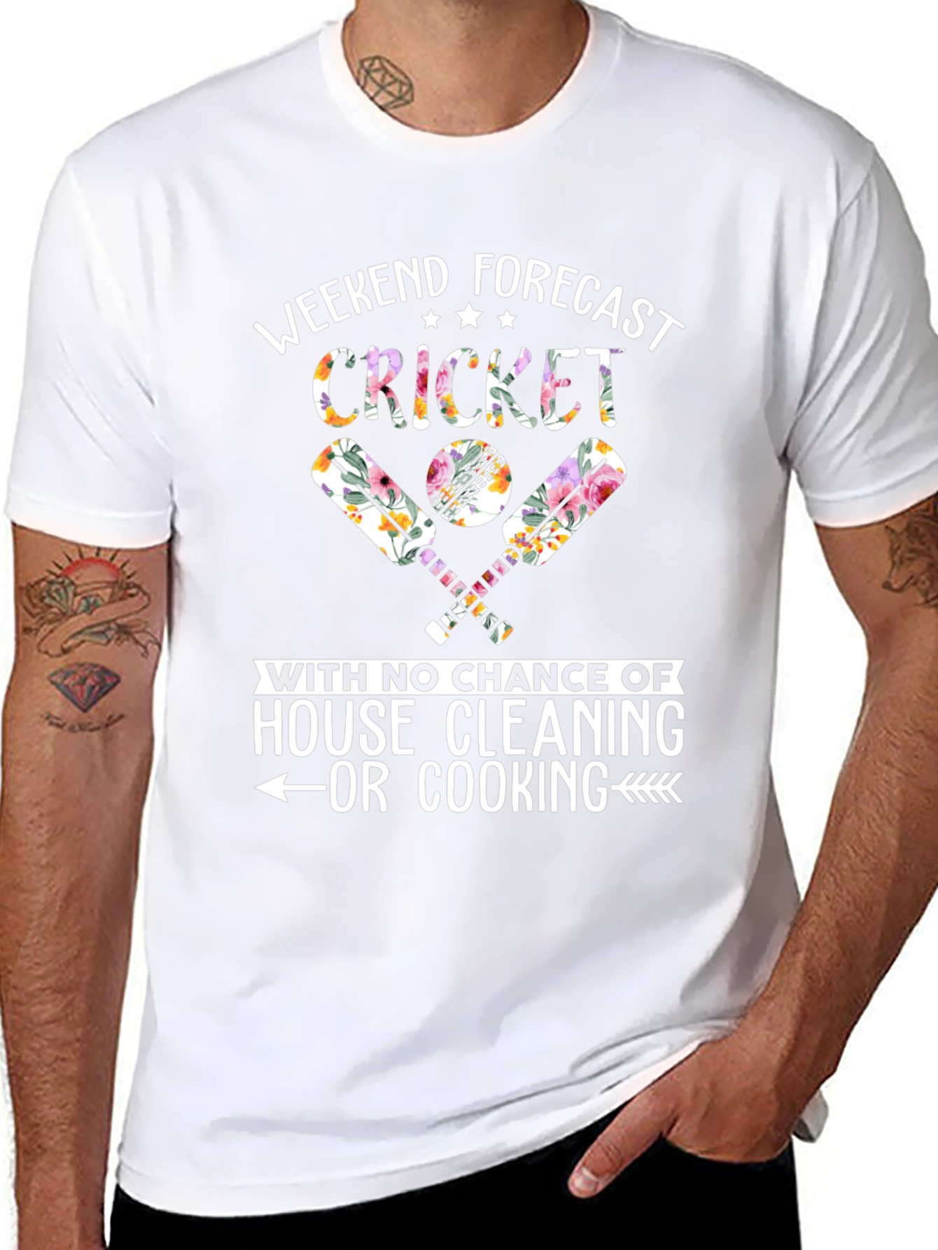 Weekend Cricket Forecast T-Shirt - No Cleaning!