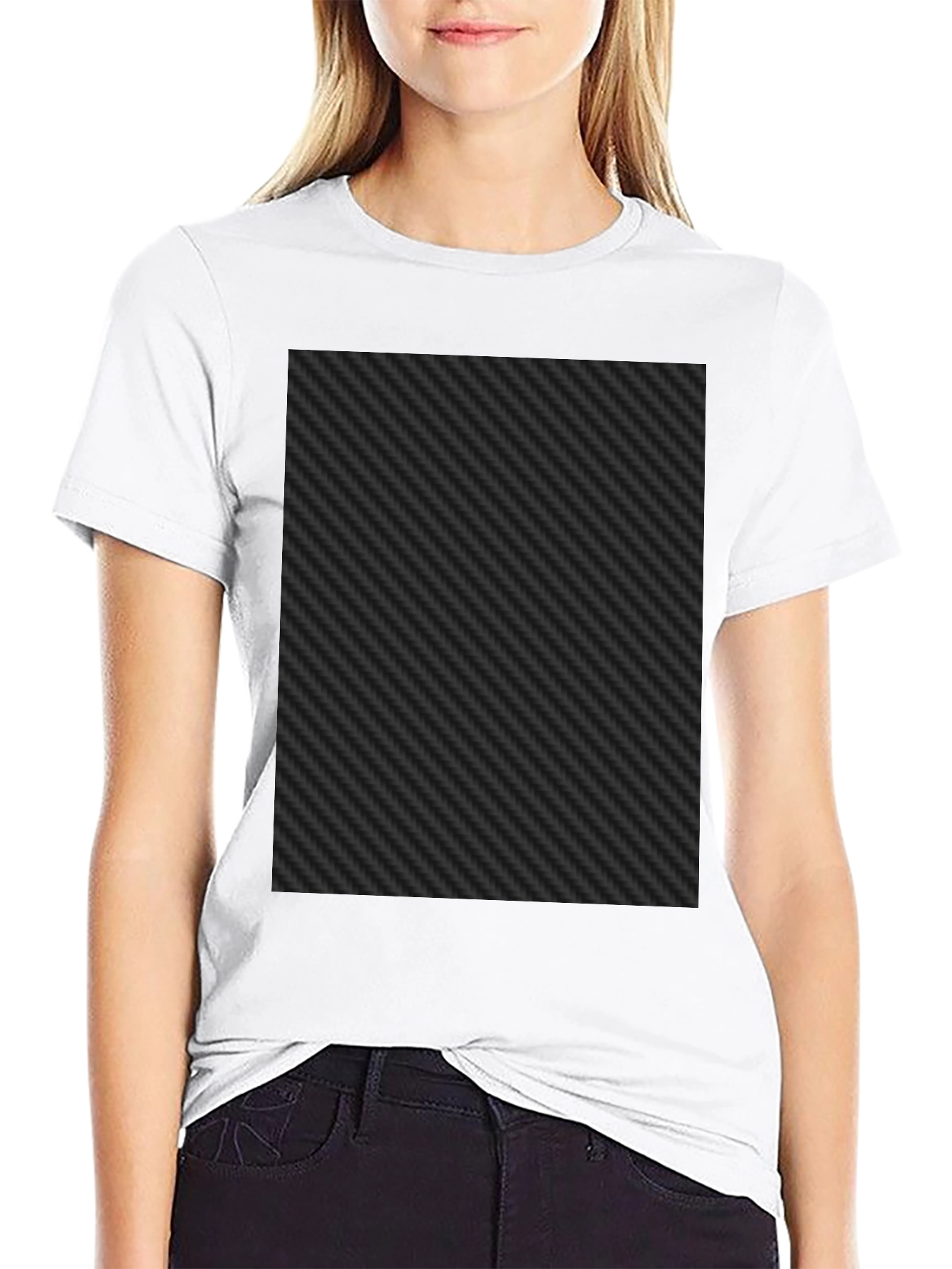 Black Carbon Fiber Patterned Tee Shirt
