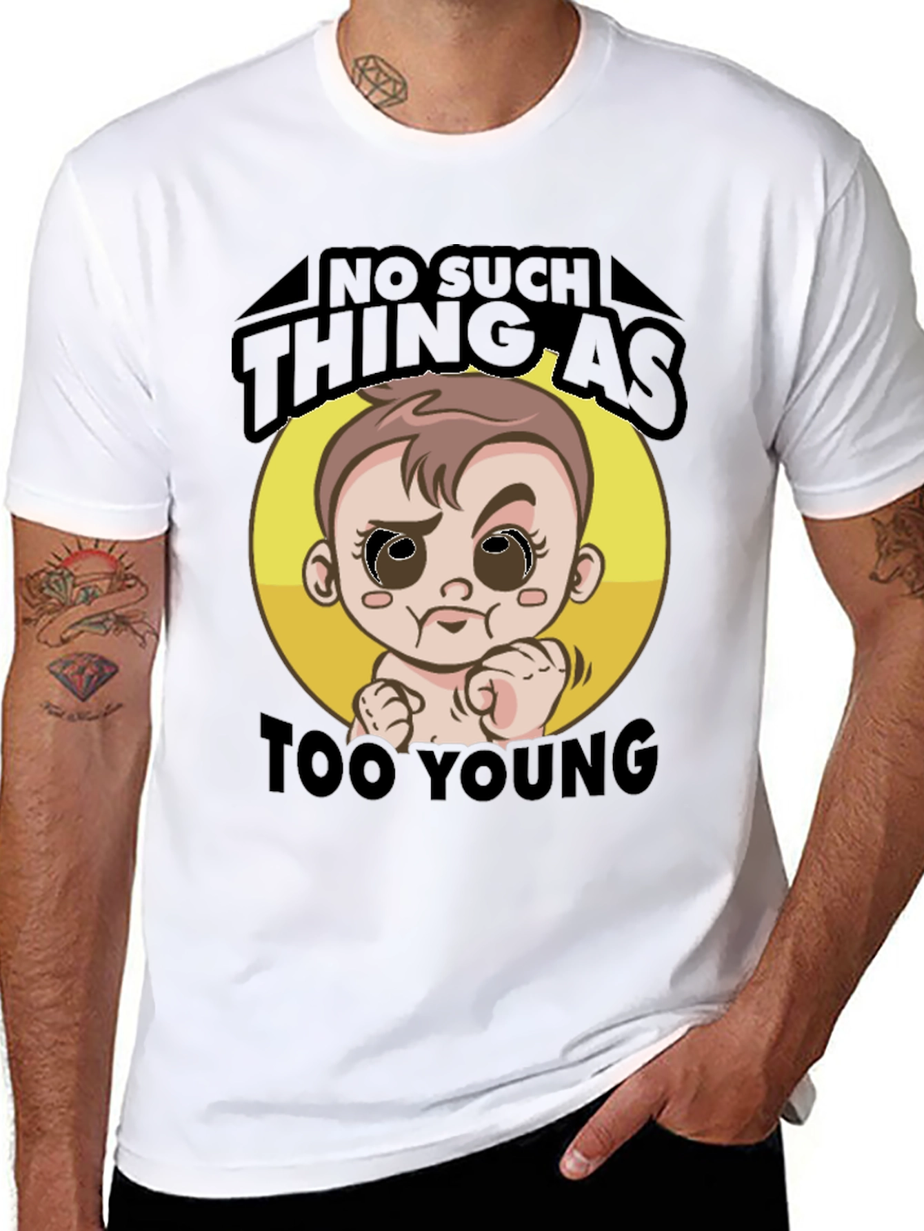 Funny Too Young Baby Graphic T-Shirt