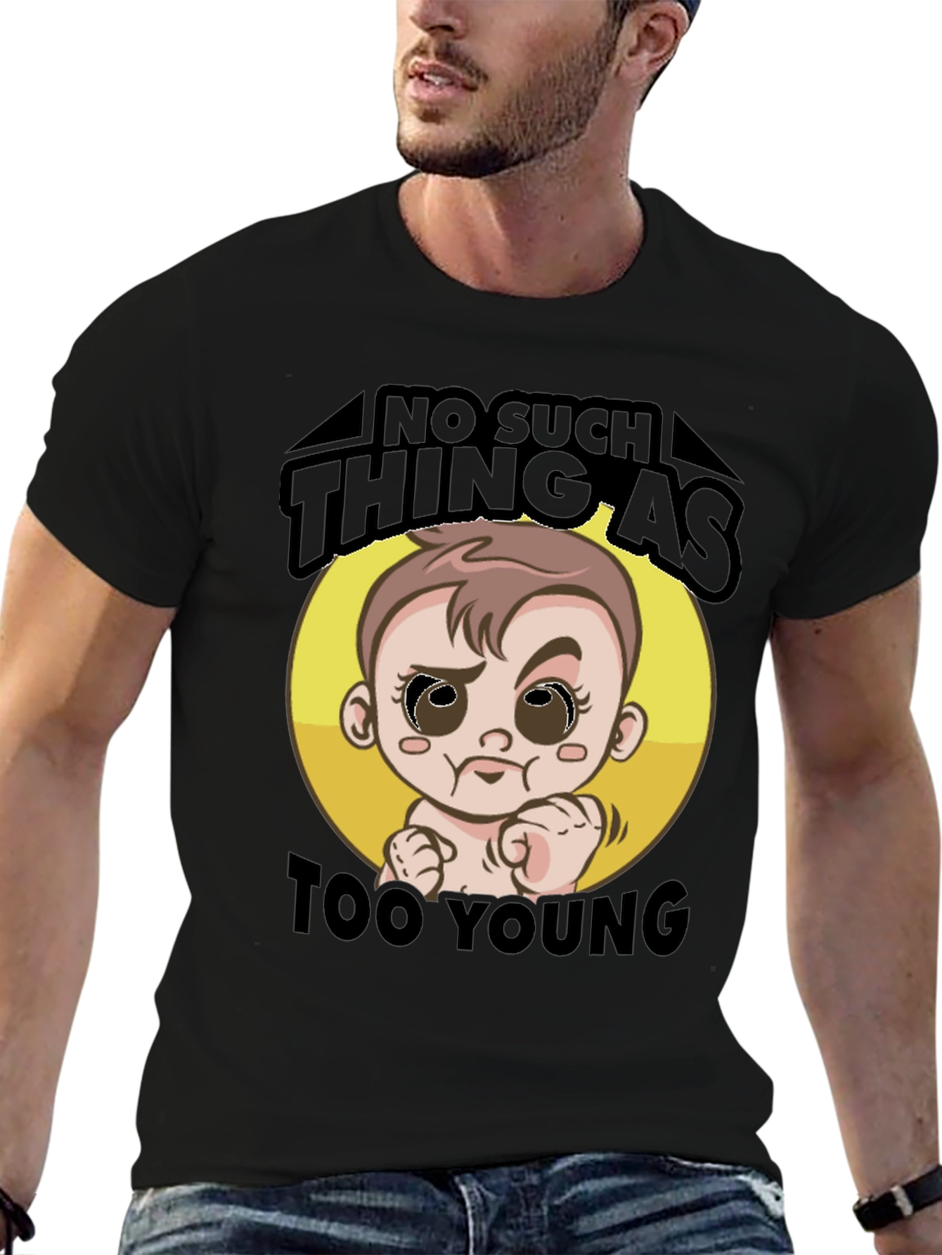 Funny Too Young Baby Graphic T-Shirt