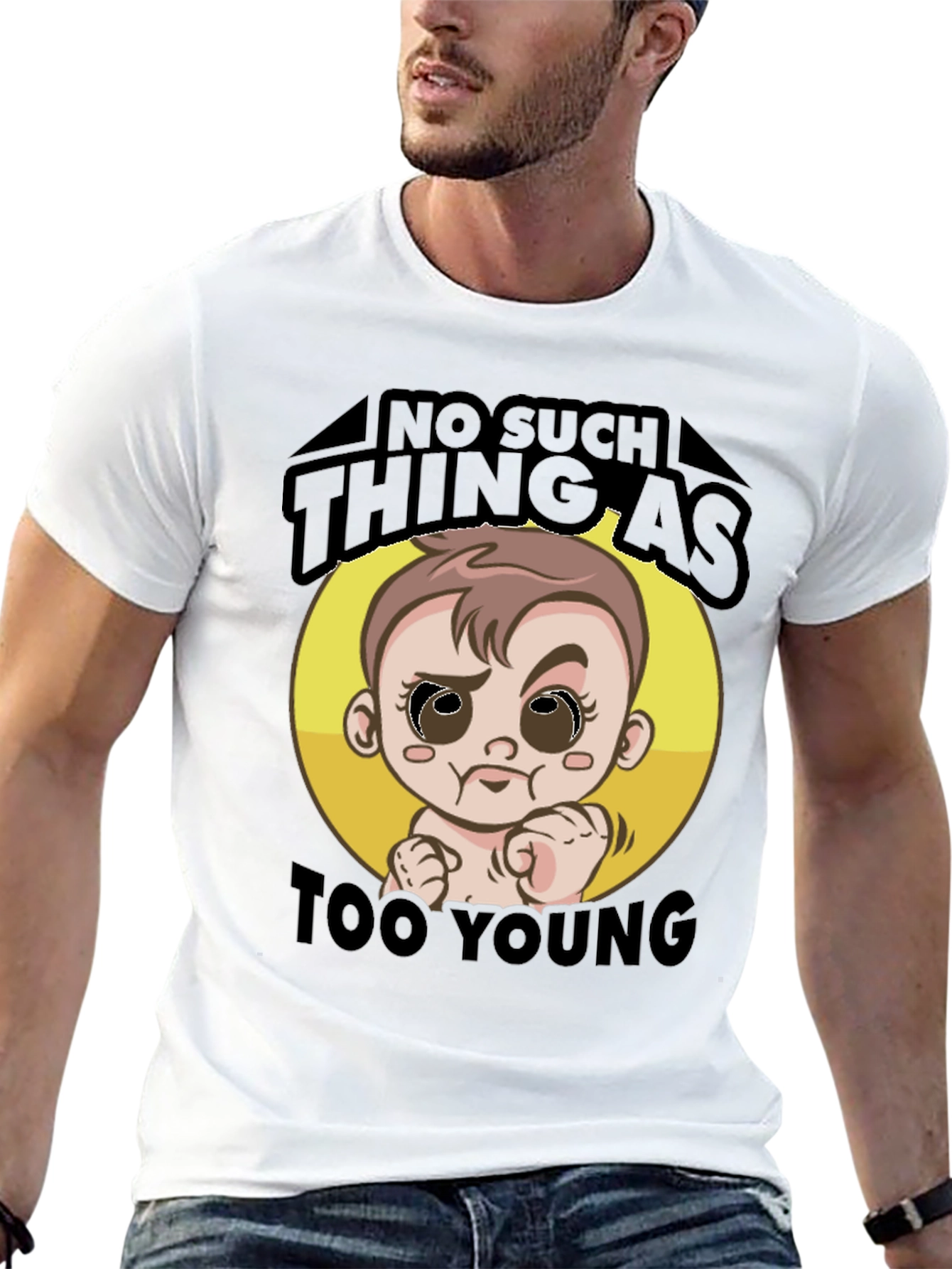 Funny Too Young Baby Graphic T-Shirt