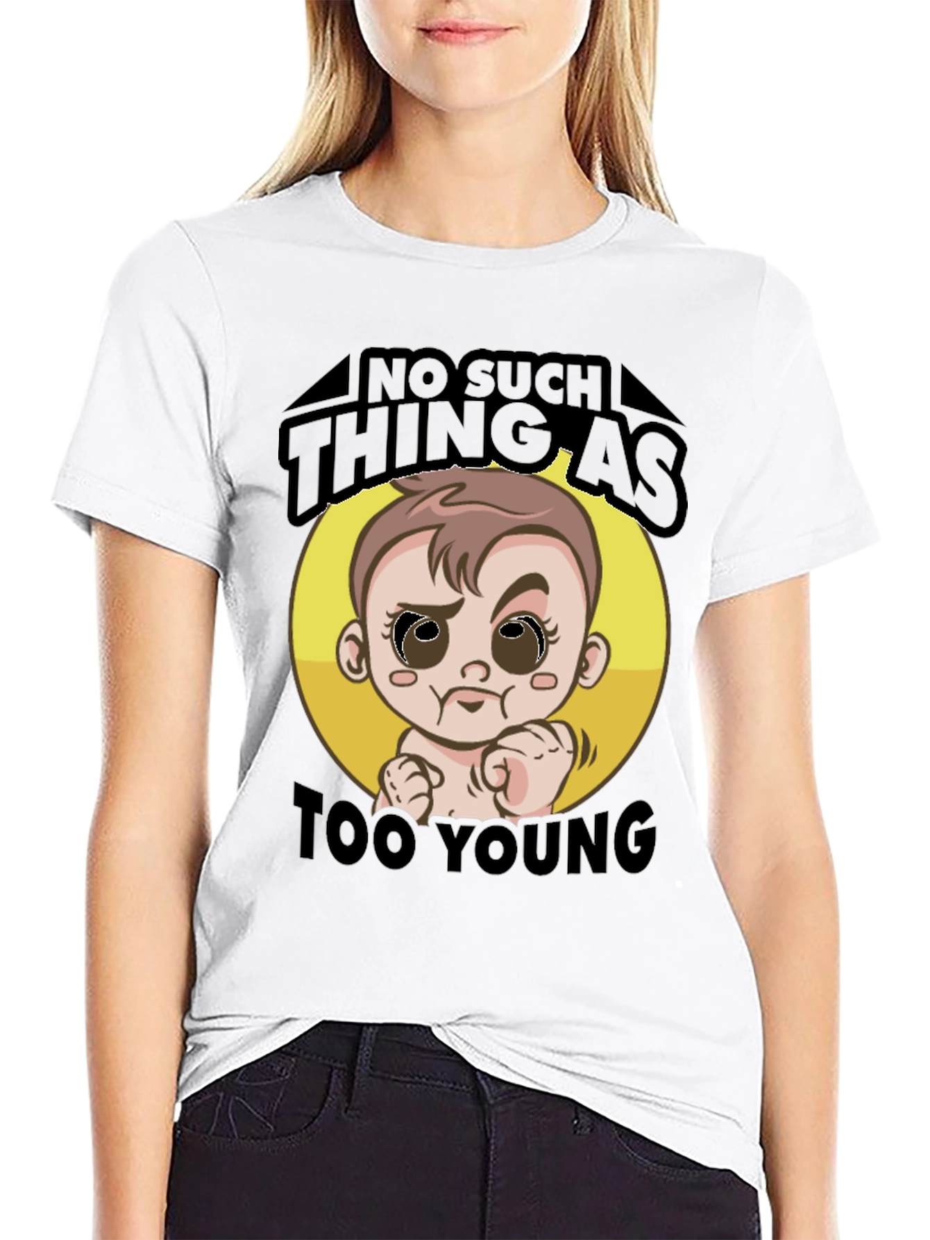 Funny Too Young Baby Graphic T-Shirt