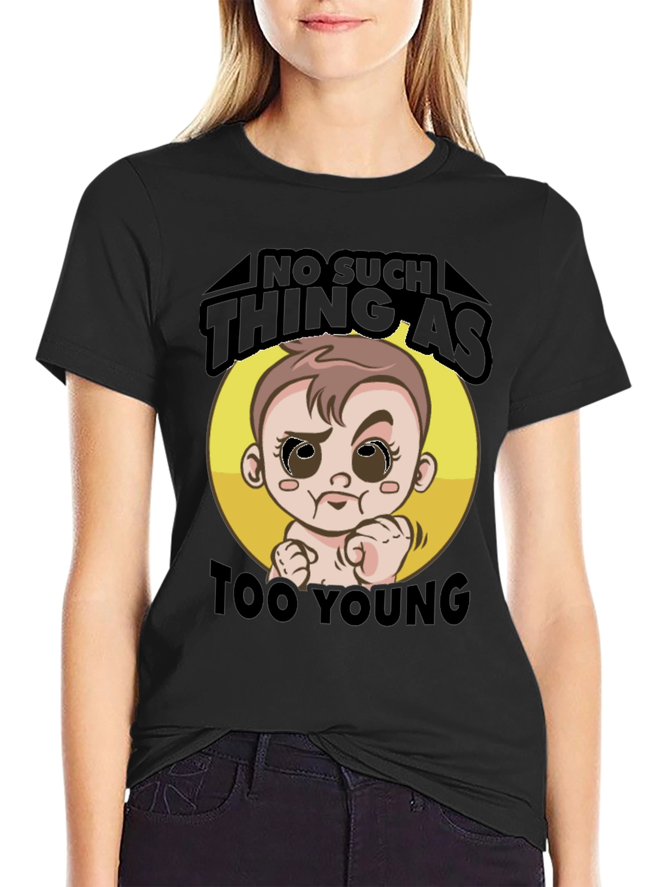 Funny Too Young Baby Graphic T-Shirt