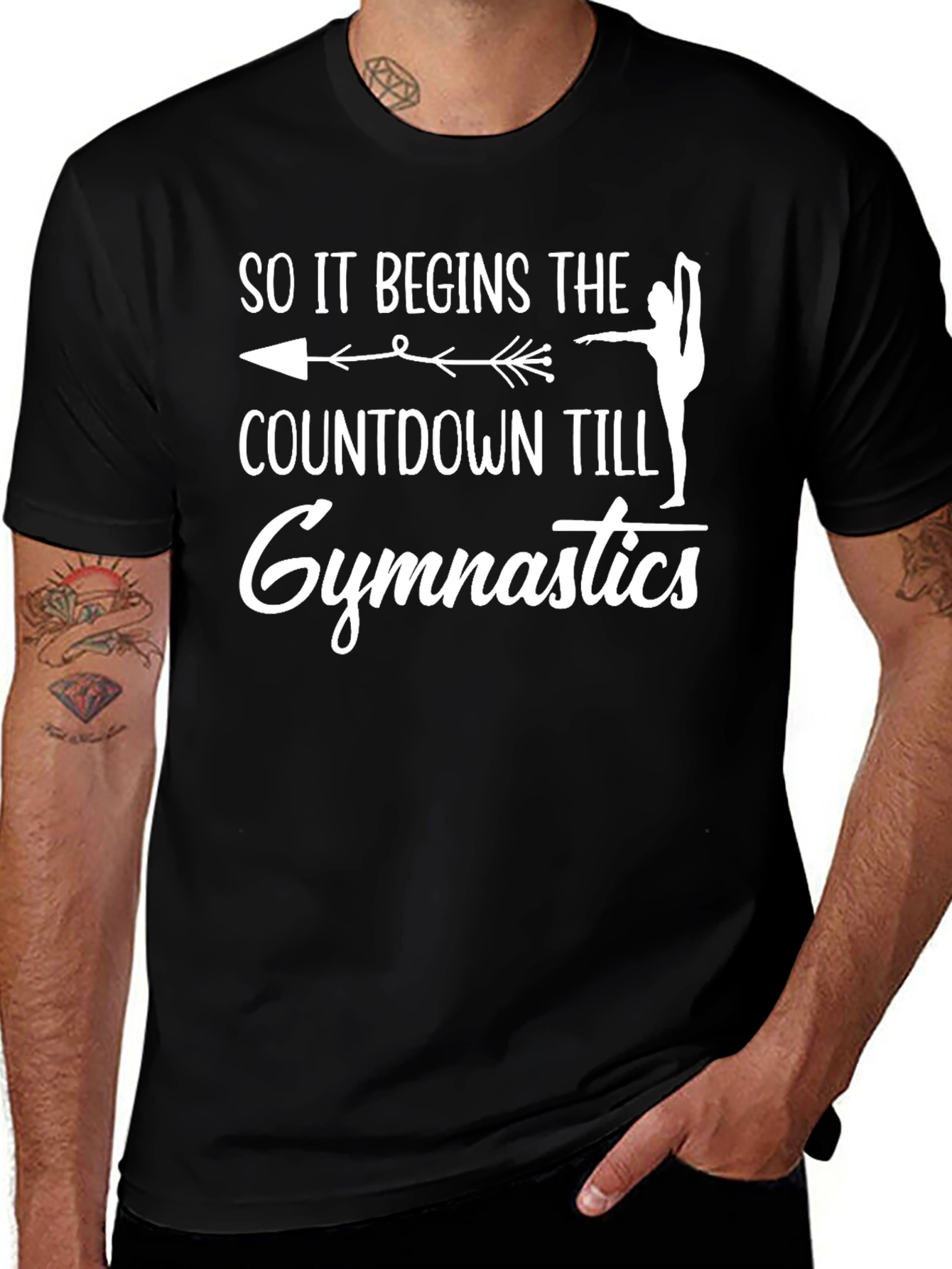 Gymnastics Countdown T-Shirt Black Cotton Unisex
