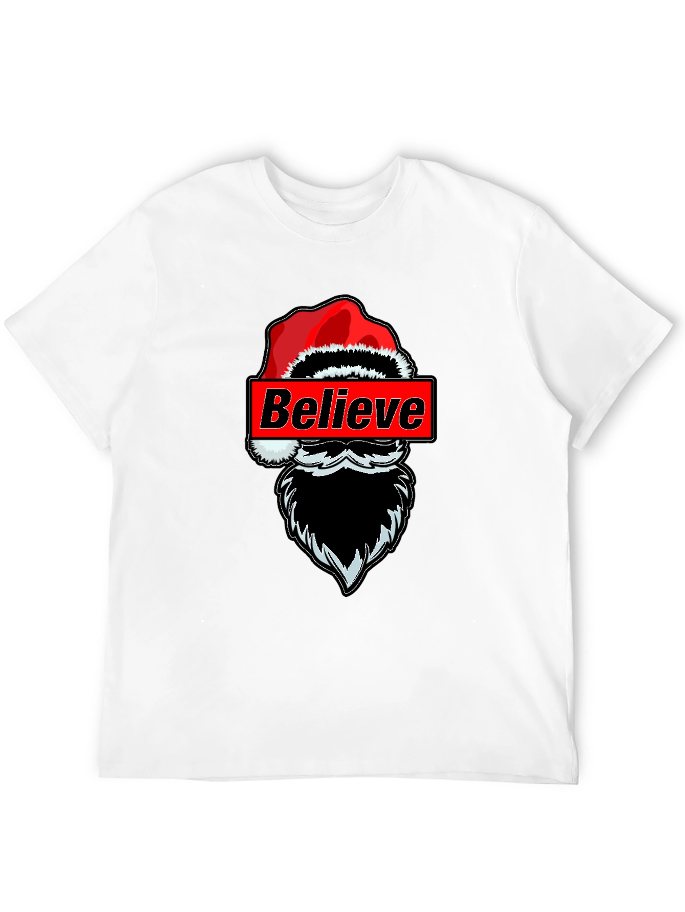 Believe Santa Graphic T-Shirt - Holiday Festive Tee