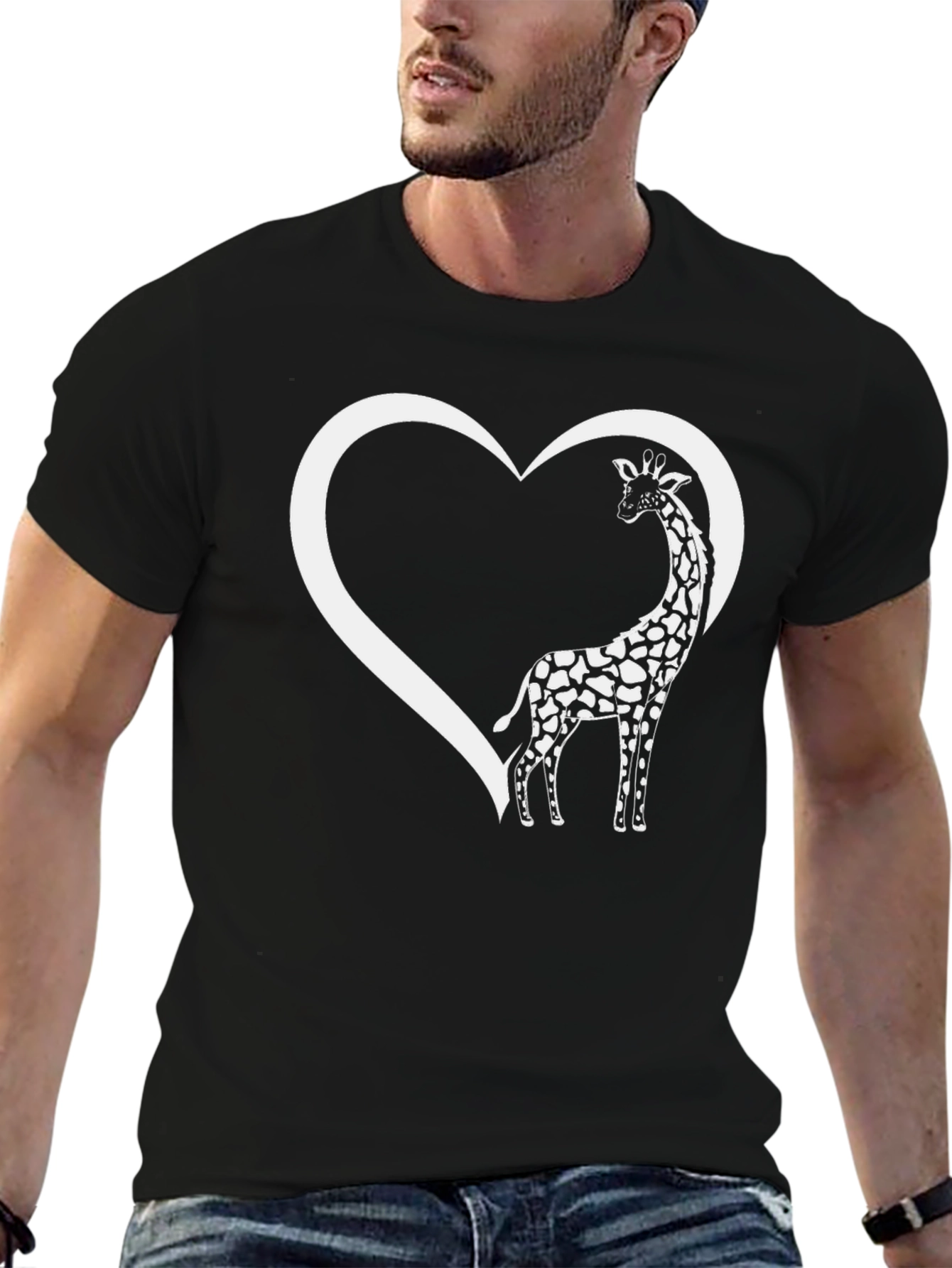 Giraffe Heart T-Shirt - Black Graphic Tee