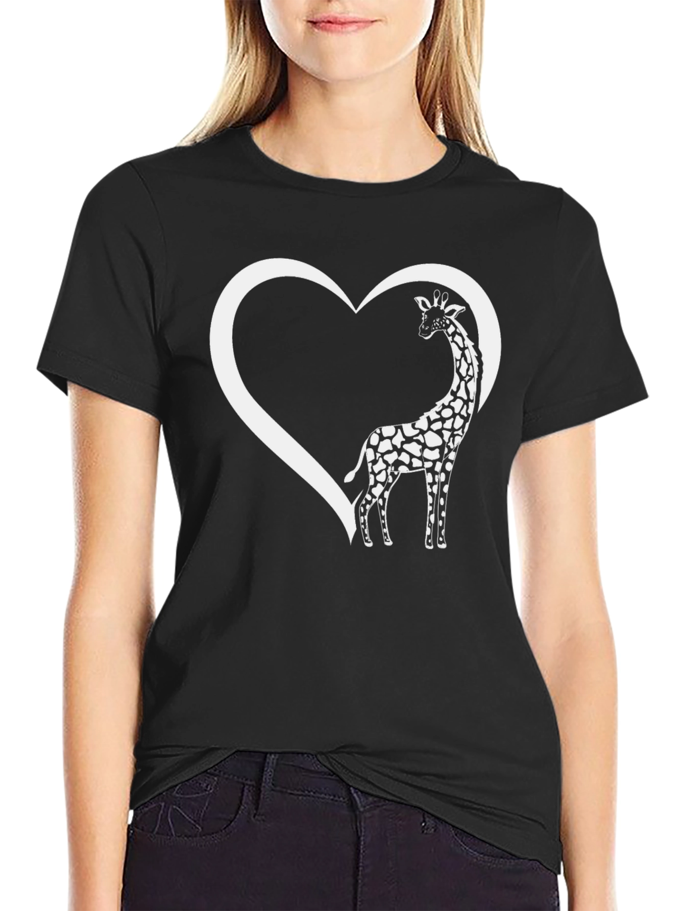 Giraffe Heart T-Shirt - Black Graphic Tee