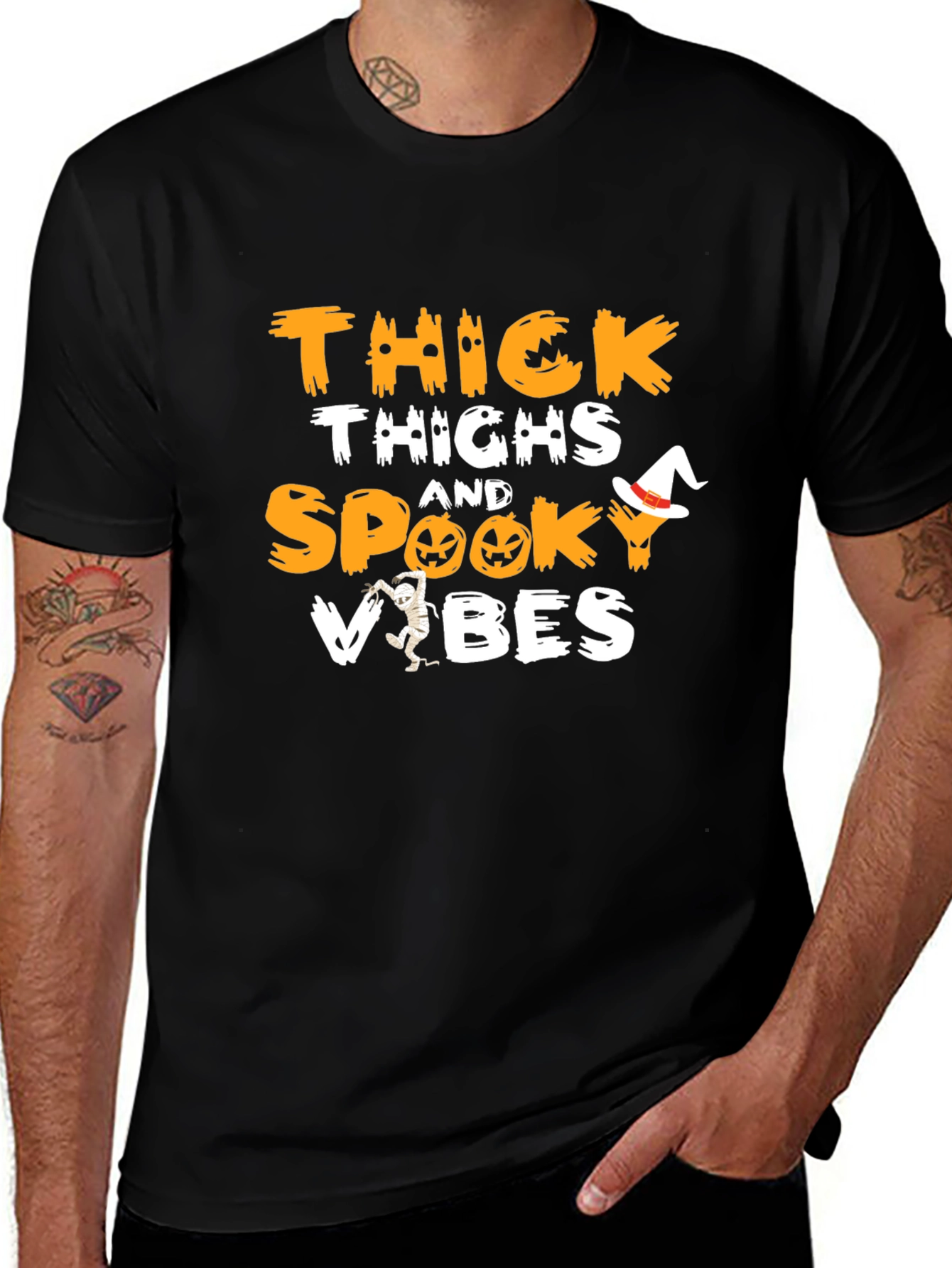 Thick Thighs & Spooky Vibes Halloween T-Shirt