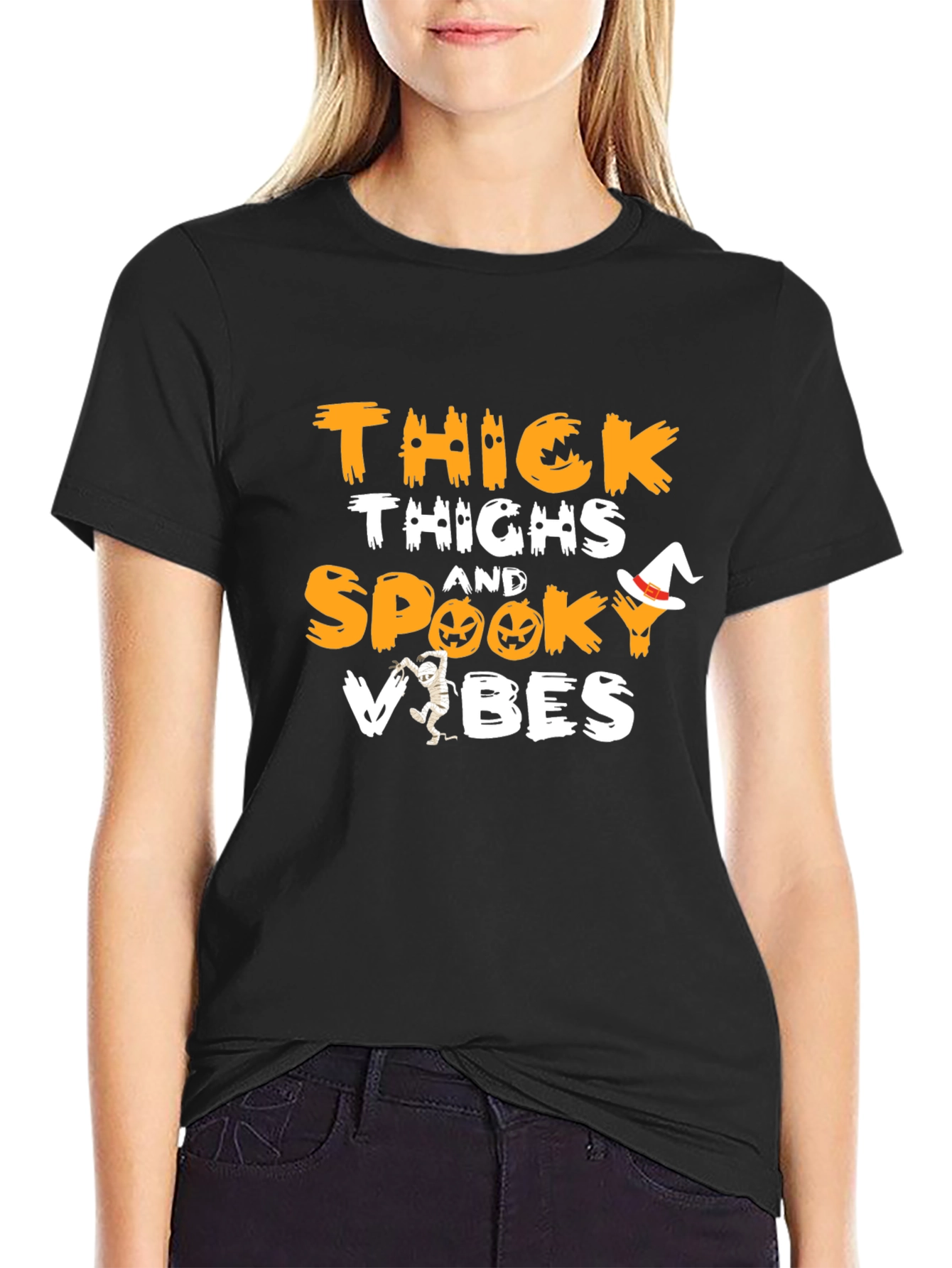 Thick Thighs & Spooky Vibes Halloween T-Shirt
