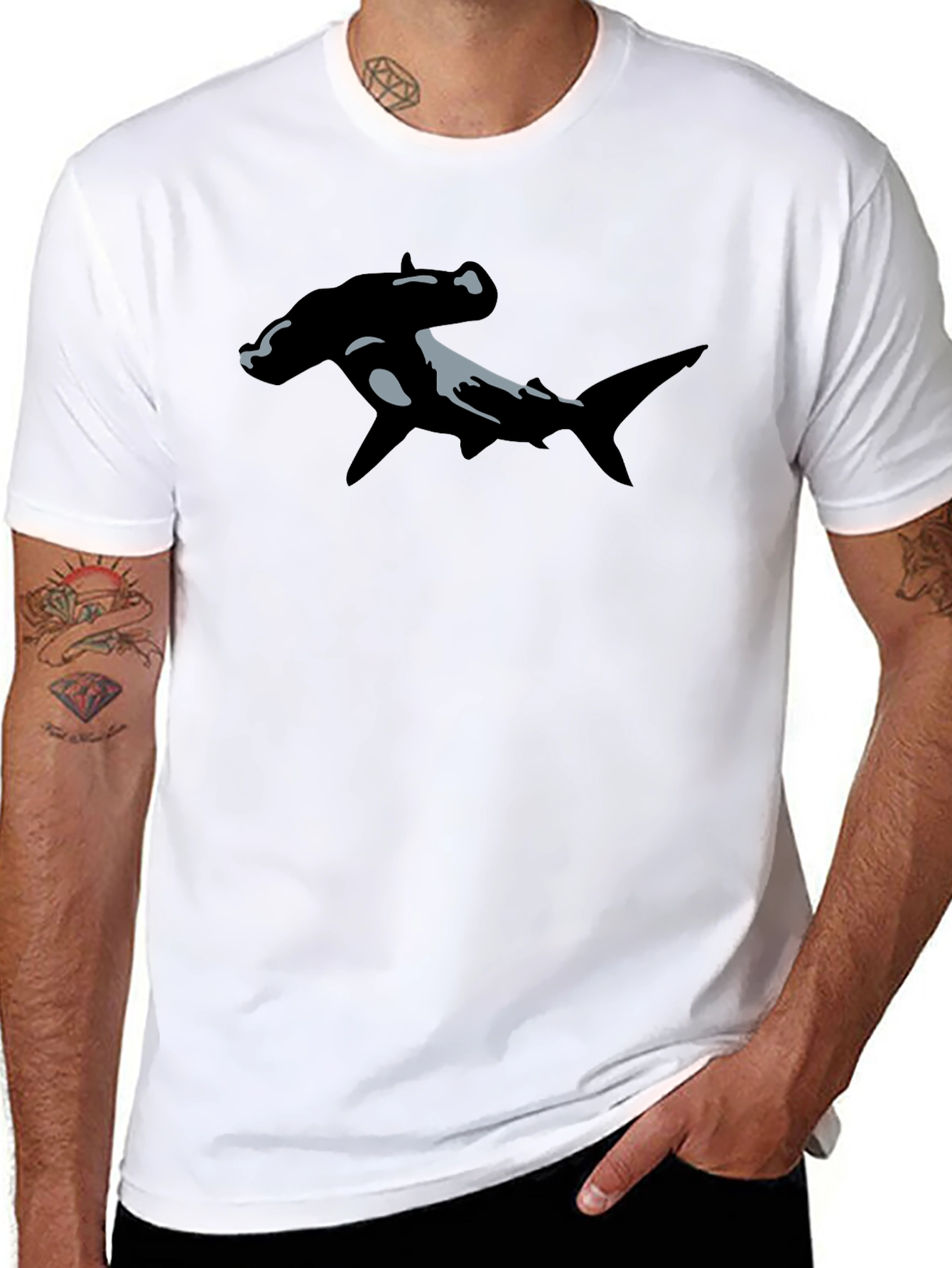 Hammerhead Shark Graphic T-Shirt - Black