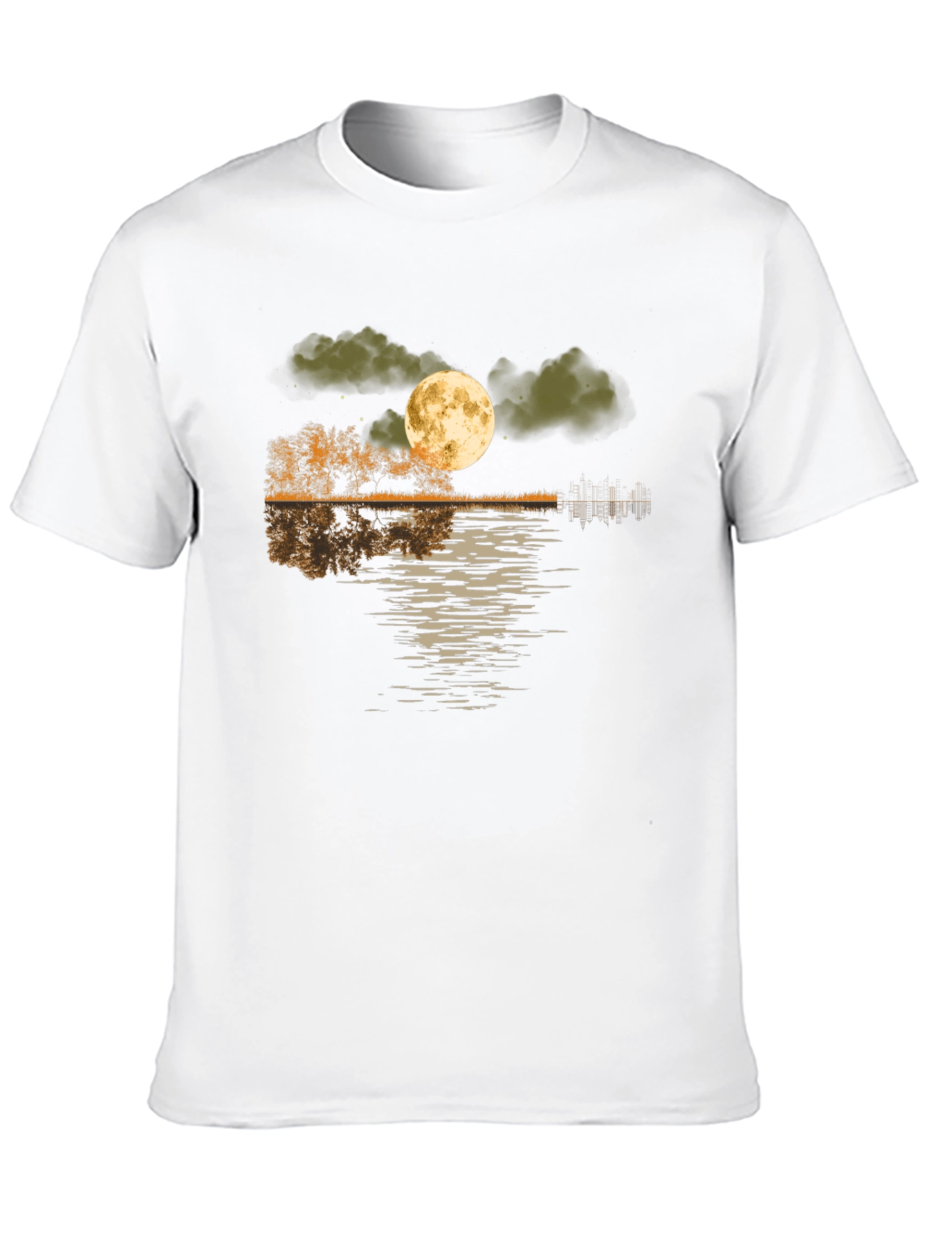 Moonlit Lake Graphic Tee - Soft Black Cotton