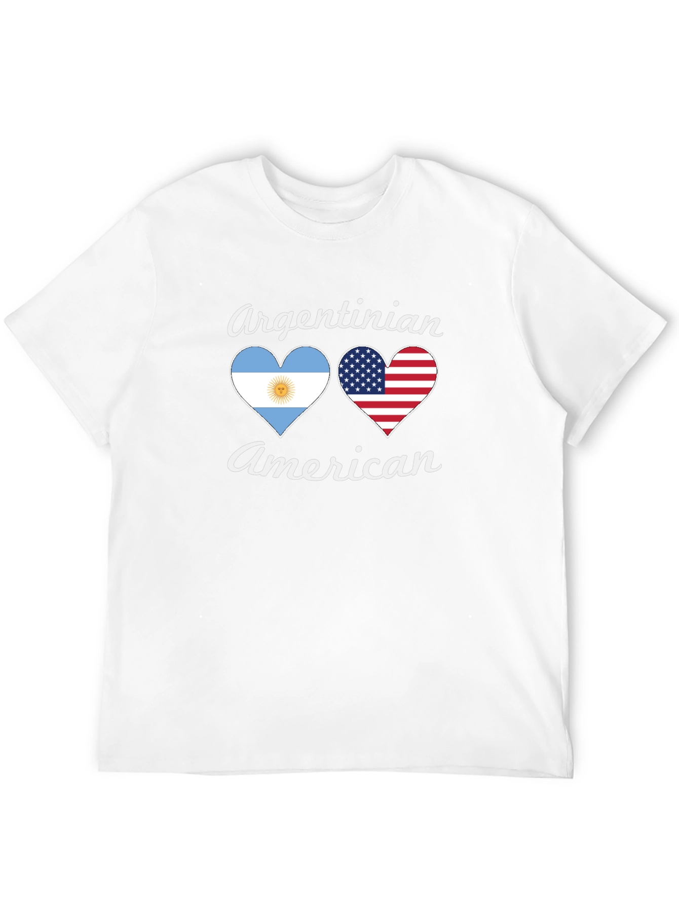 Argentinian American Flag Heart Graphic T-Shirt