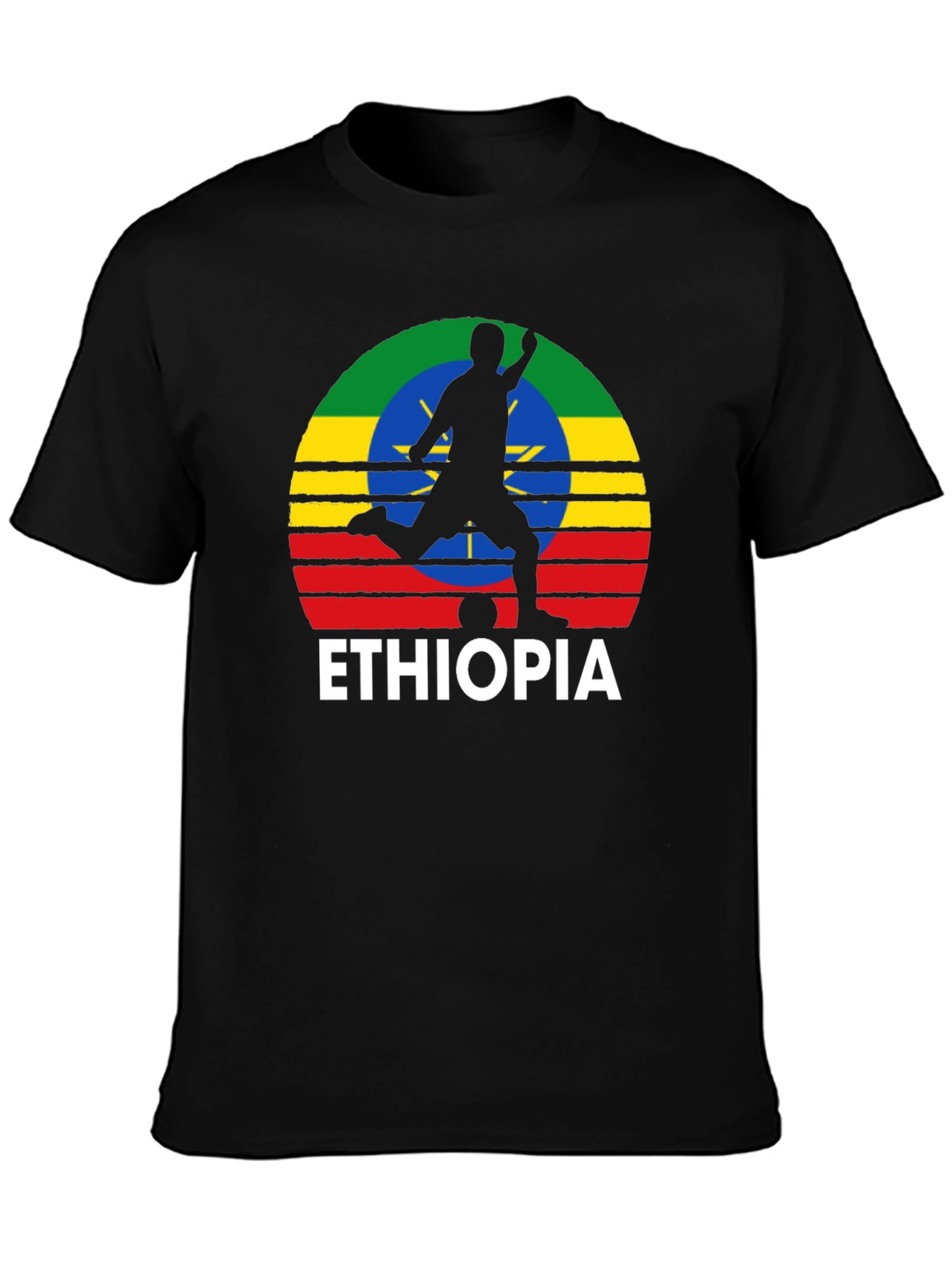 Ethiopia Soccer T-Shirt - Mens Black Graphic Tee