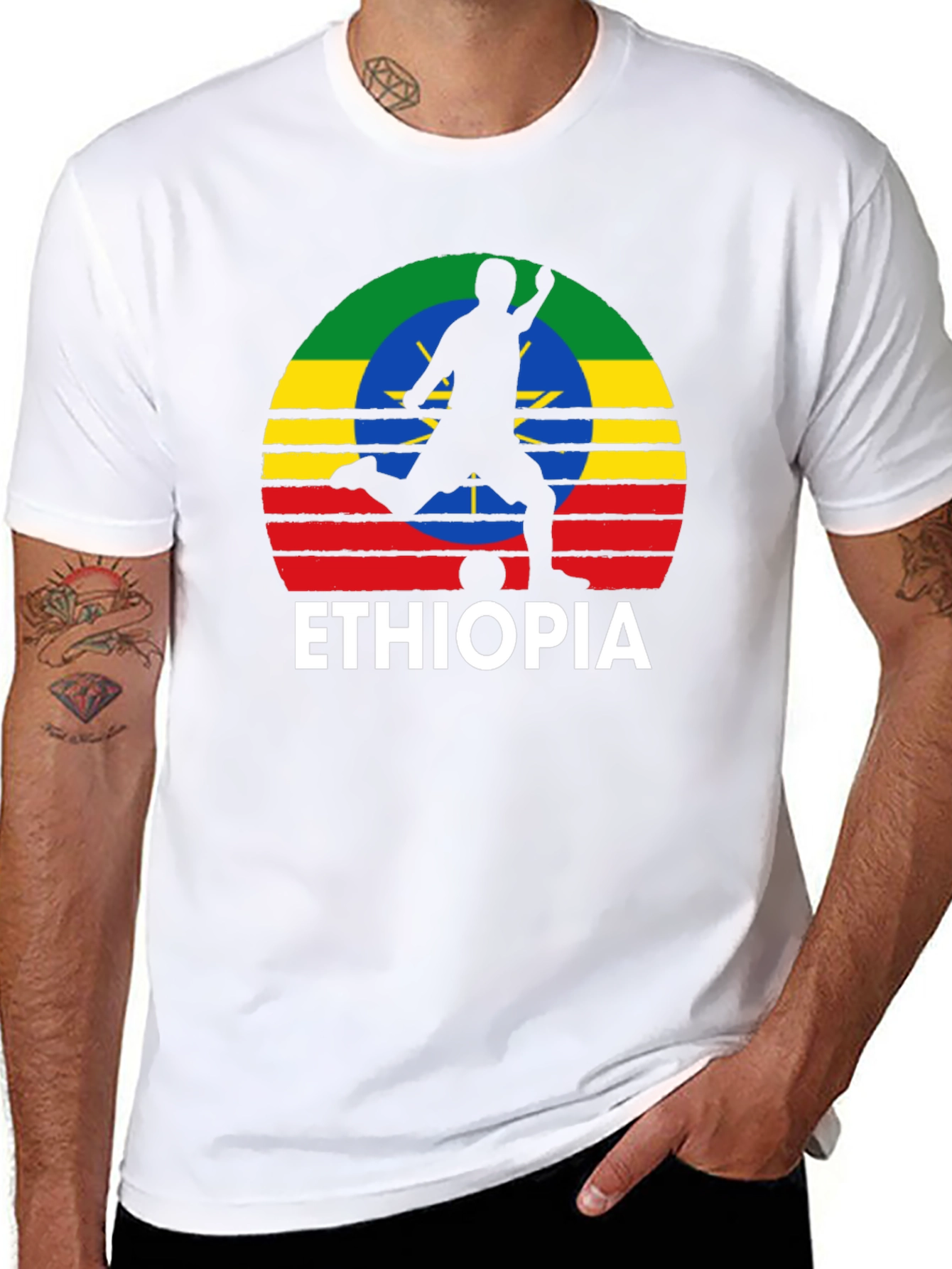 Ethiopia Soccer T-Shirt - Mens Black Graphic Tee