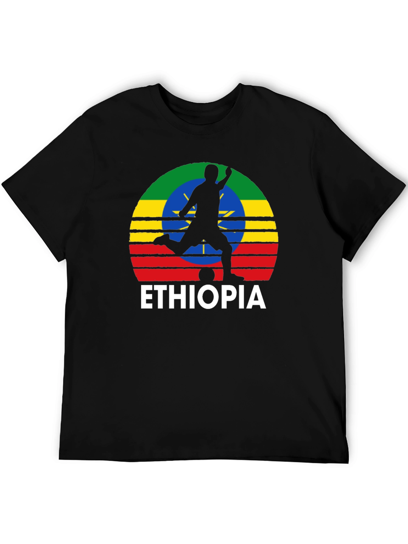 Ethiopia Soccer T-Shirt - Mens Black Graphic Tee