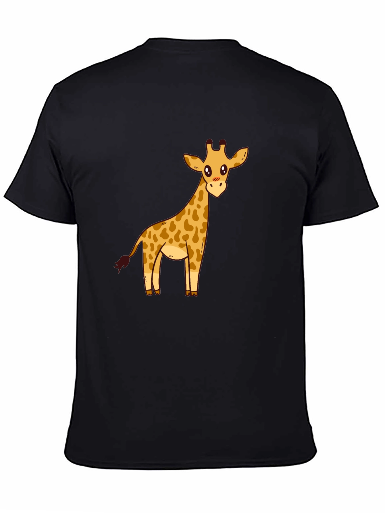 Cute Giraffe Graphic Print Black T-Shirt