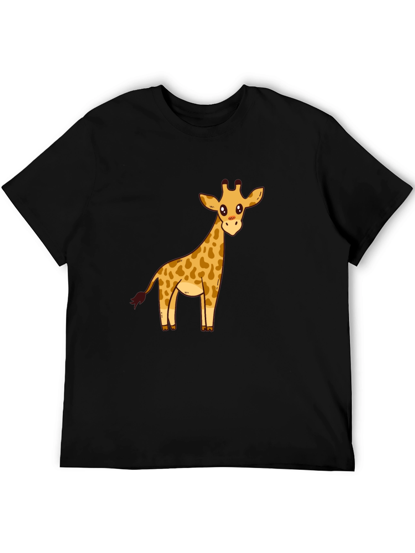 Cute Giraffe Graphic Print Black T-Shirt
