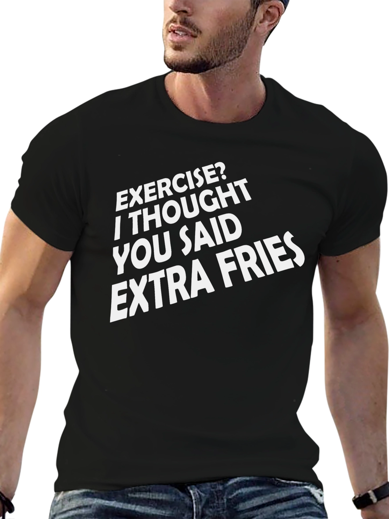 Exercise? Extra Fries Funny Graphic Tee