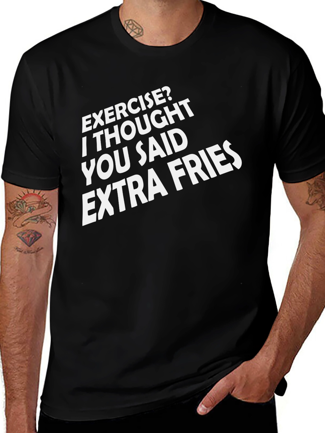 Exercise? Extra Fries Funny Graphic Tee