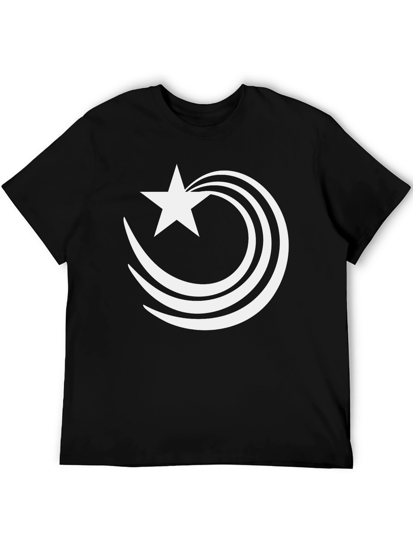 Stylish Black T-Shirt with Star and Swish Design