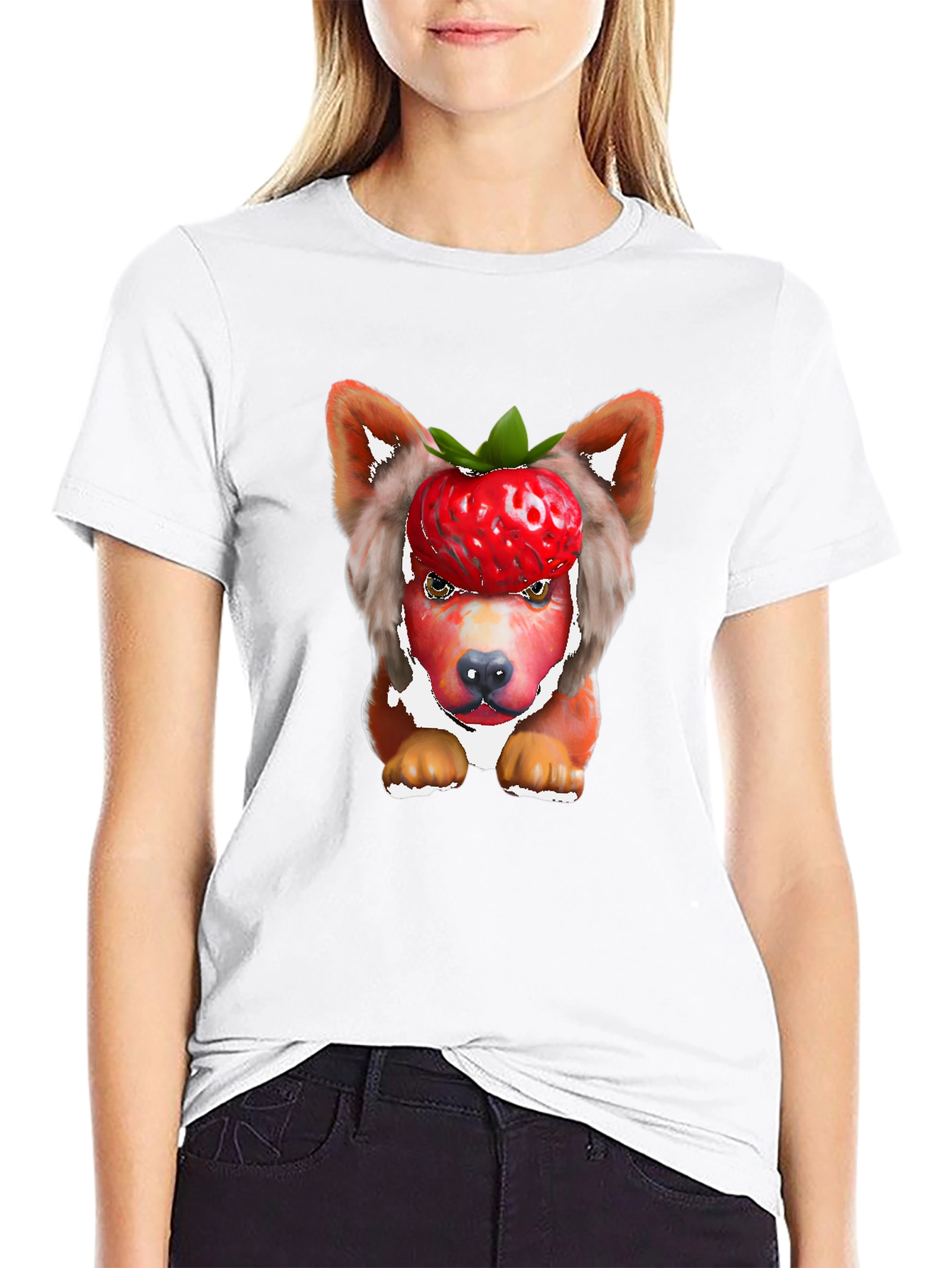 Strawberry Dog T-Shirt - Unique Animal Graphic Tee