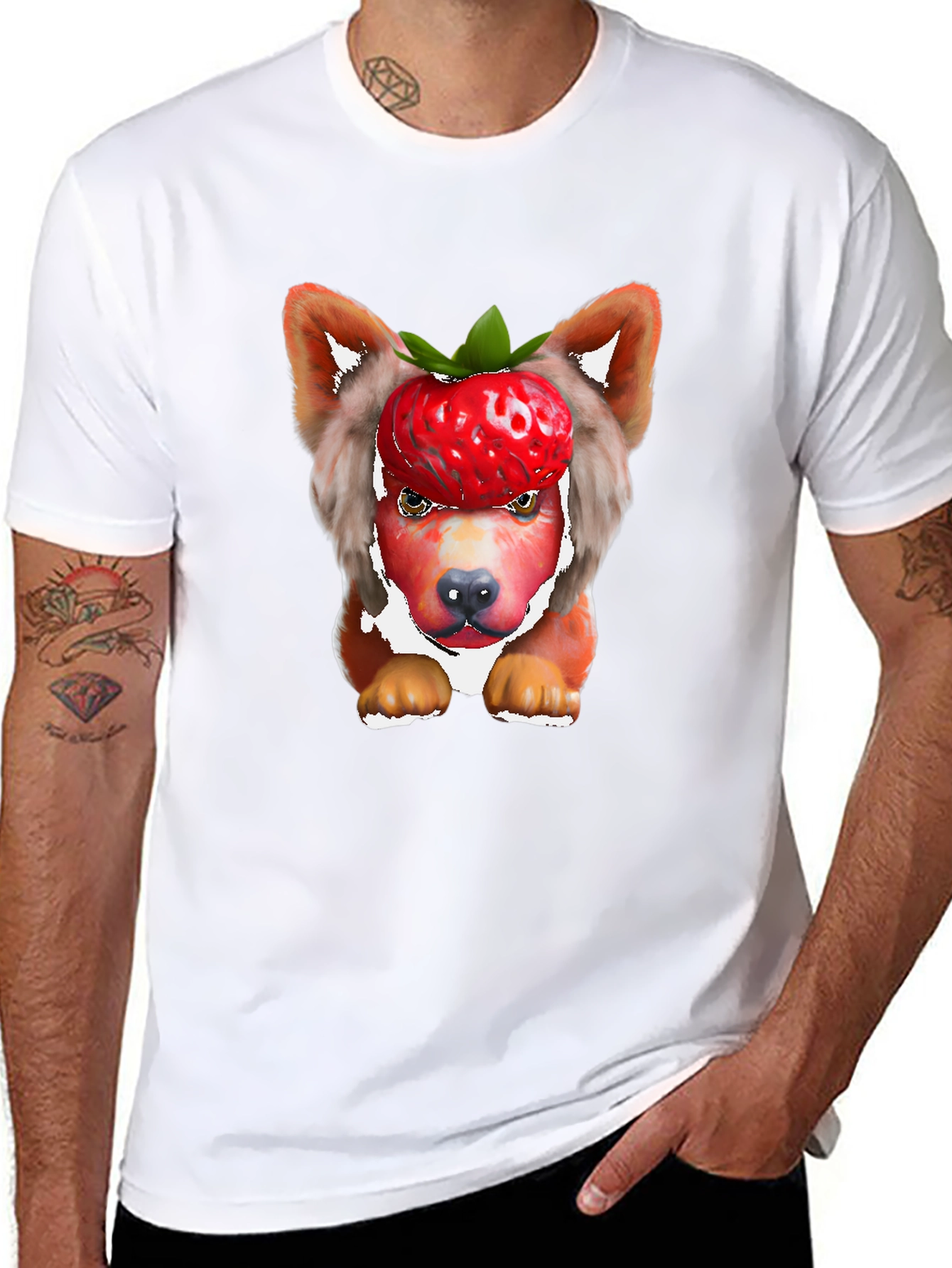 Strawberry Dog T-Shirt - Unique Animal Graphic Tee