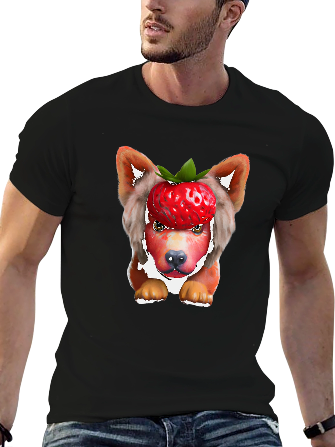 Strawberry Dog T-Shirt - Unique Animal Graphic Tee