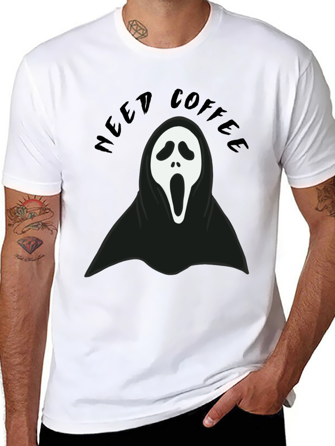 Need Coffee Ghost Face T-Shirt