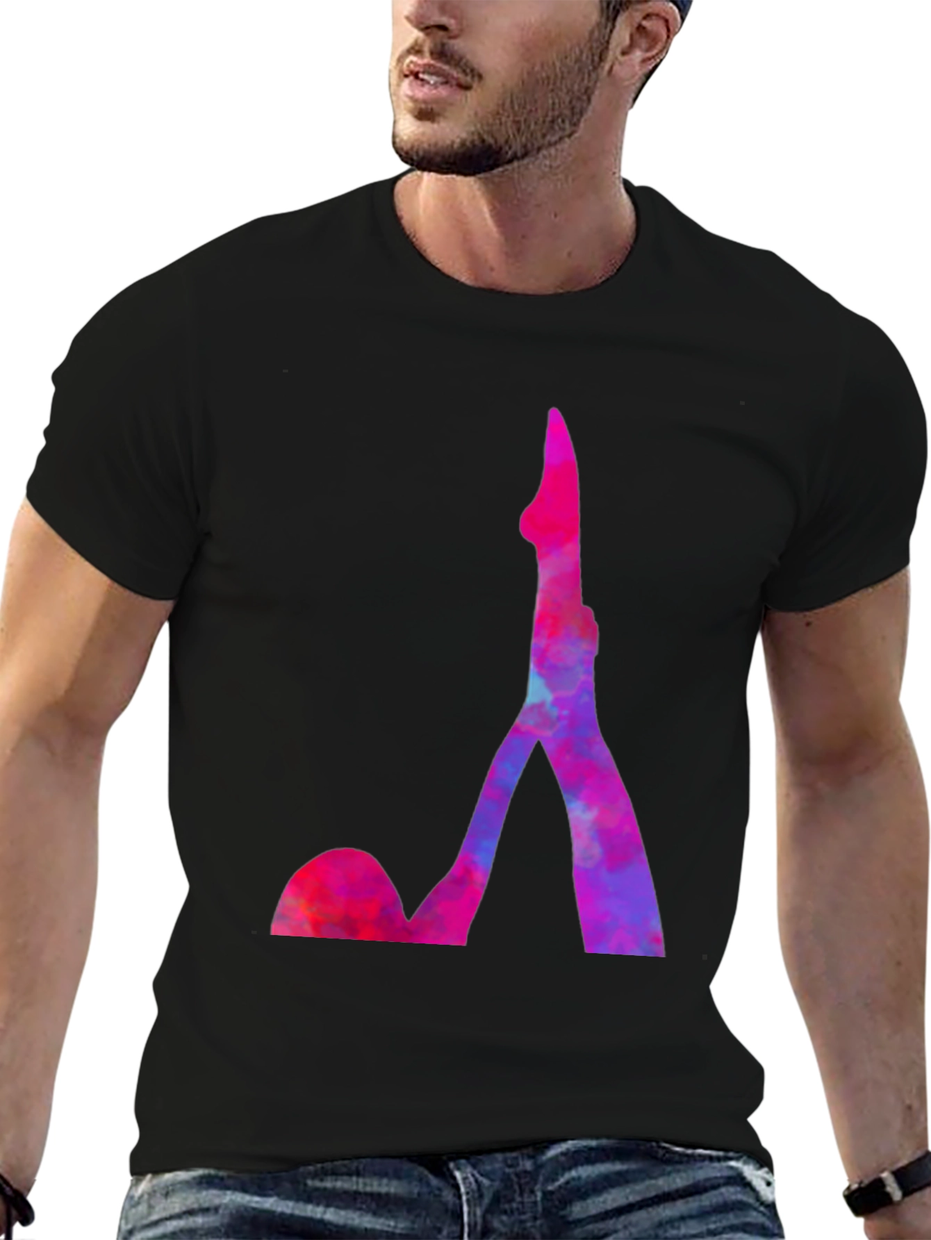 Abstract Eiffel Tower Graphic Tee - Mens Black T-Shirt