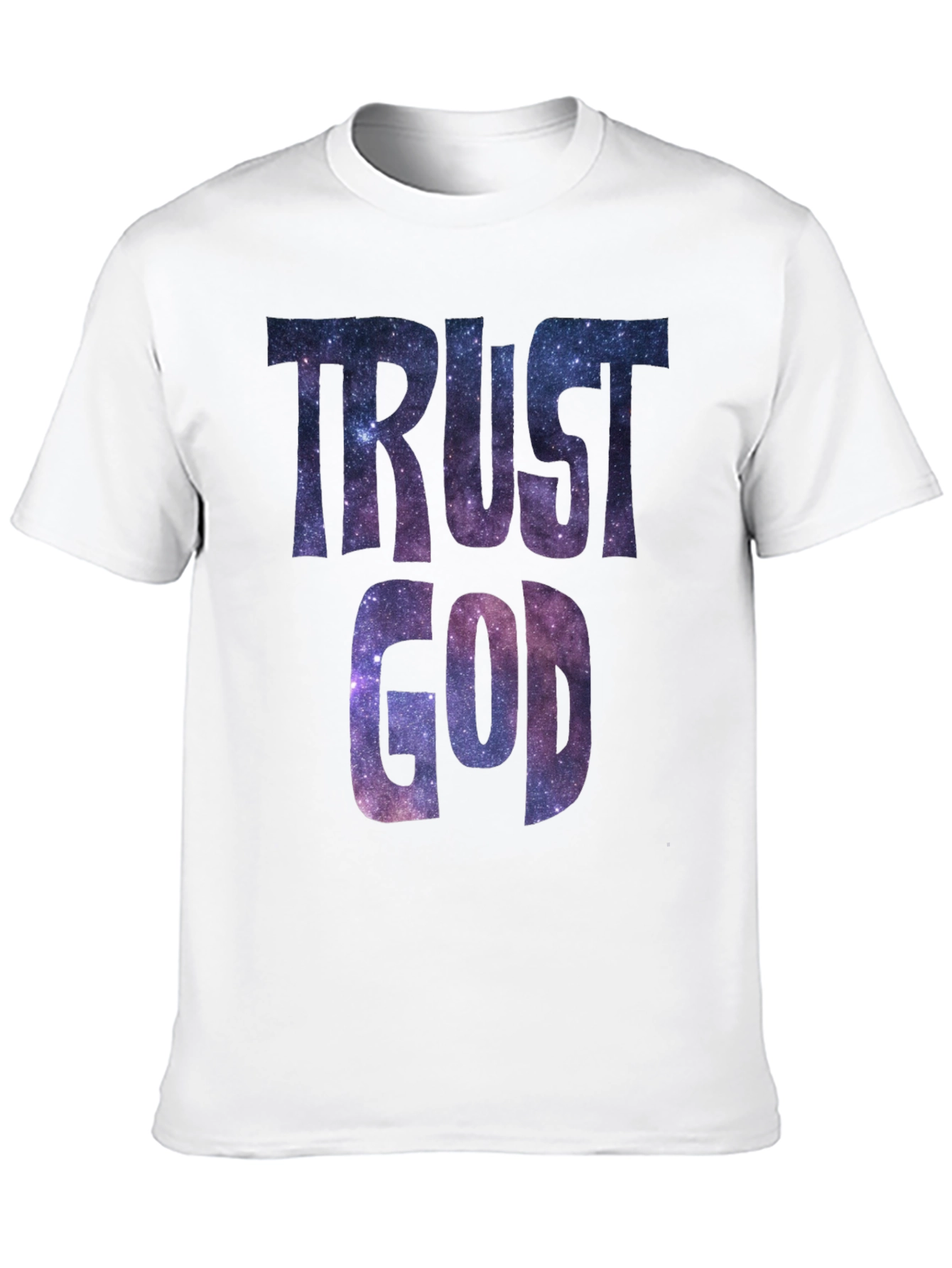 Trust God Galaxy Print Black T-Shirt