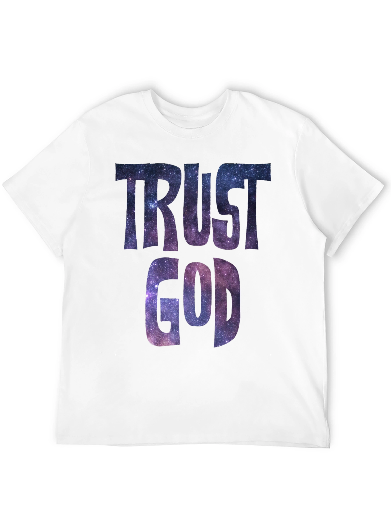Trust God Galaxy Print Black T-Shirt
