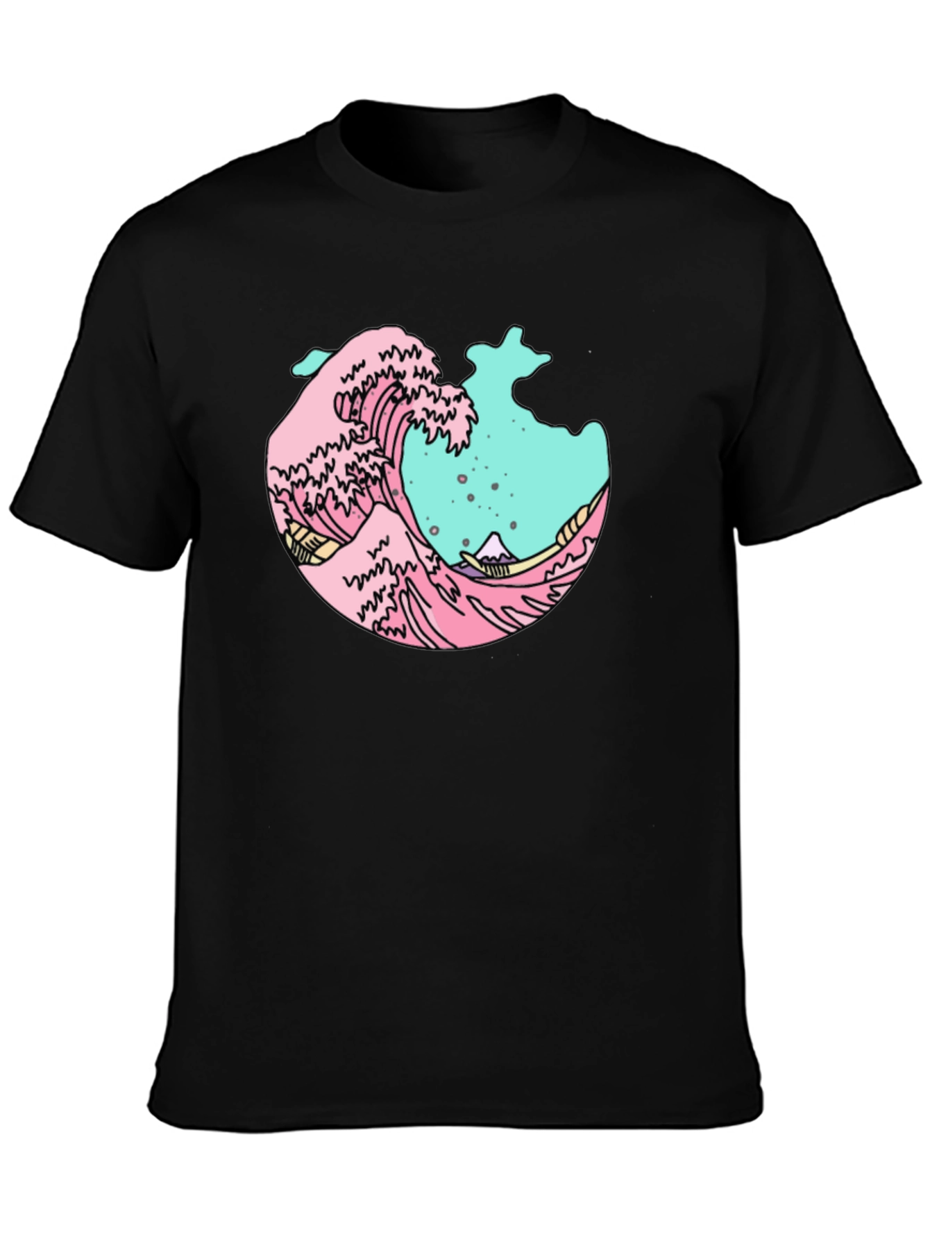 Retro Wave Graphic Tee - Black Cotton Blend
