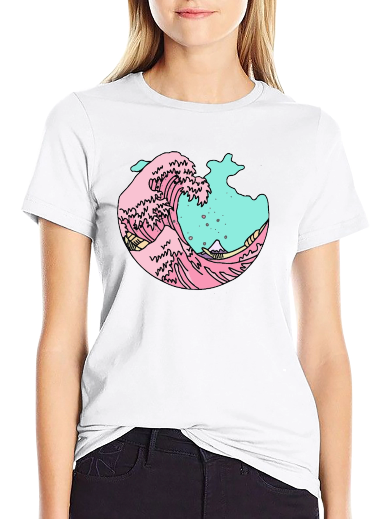Retro Wave Graphic Tee - Black Cotton Blend