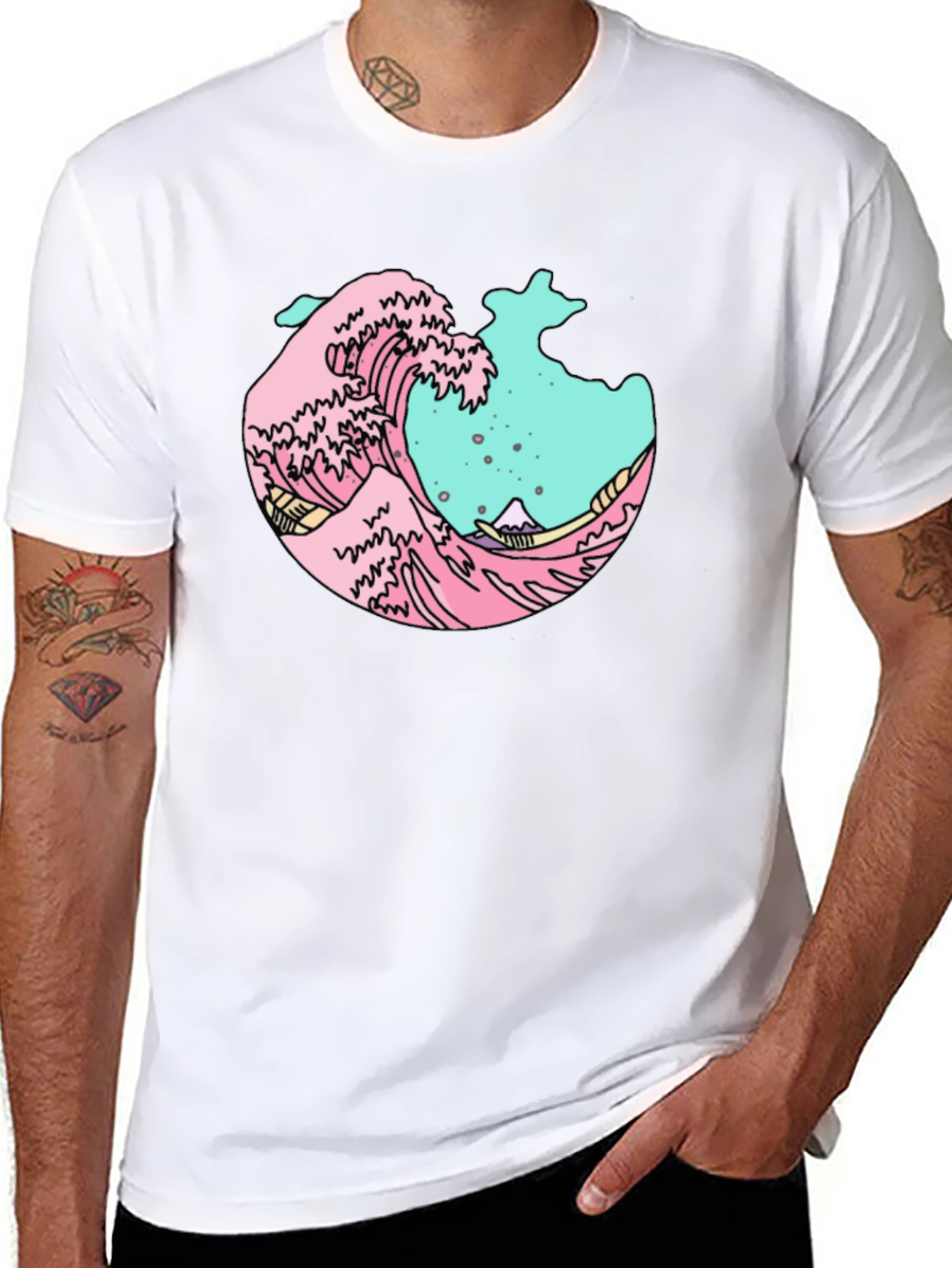 Retro Wave Graphic Tee - Black Cotton Blend