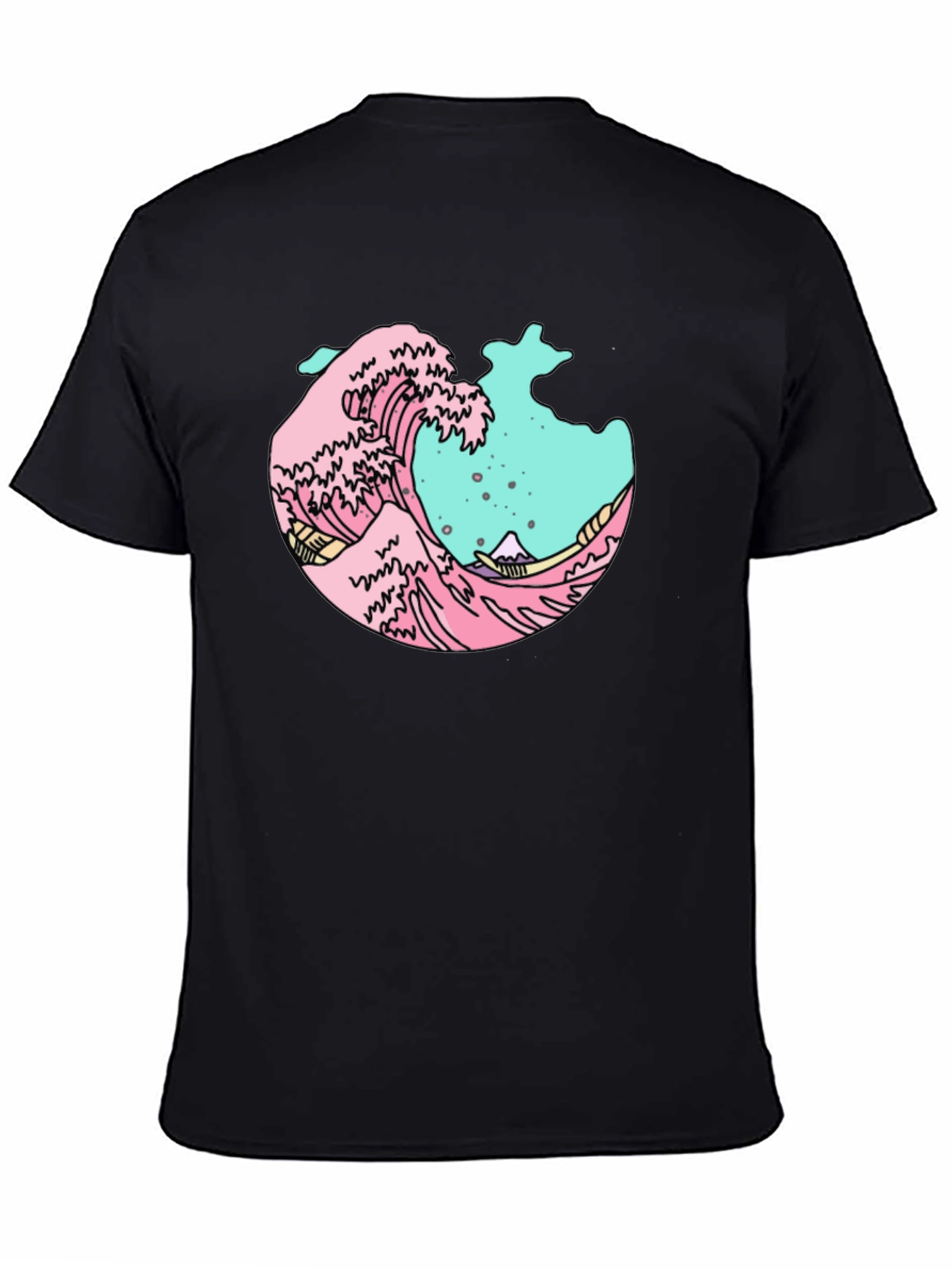 Retro Wave Graphic Tee - Black Cotton Blend