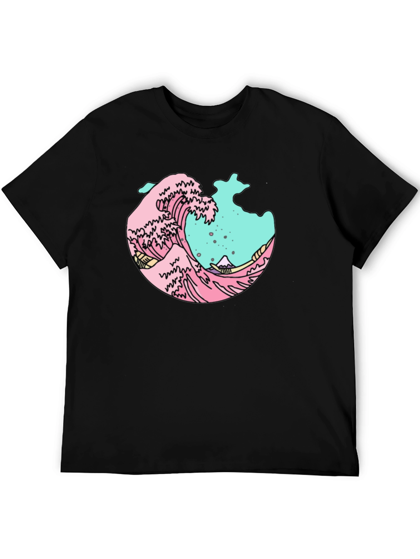 Retro Wave Graphic Tee - Black Cotton Blend