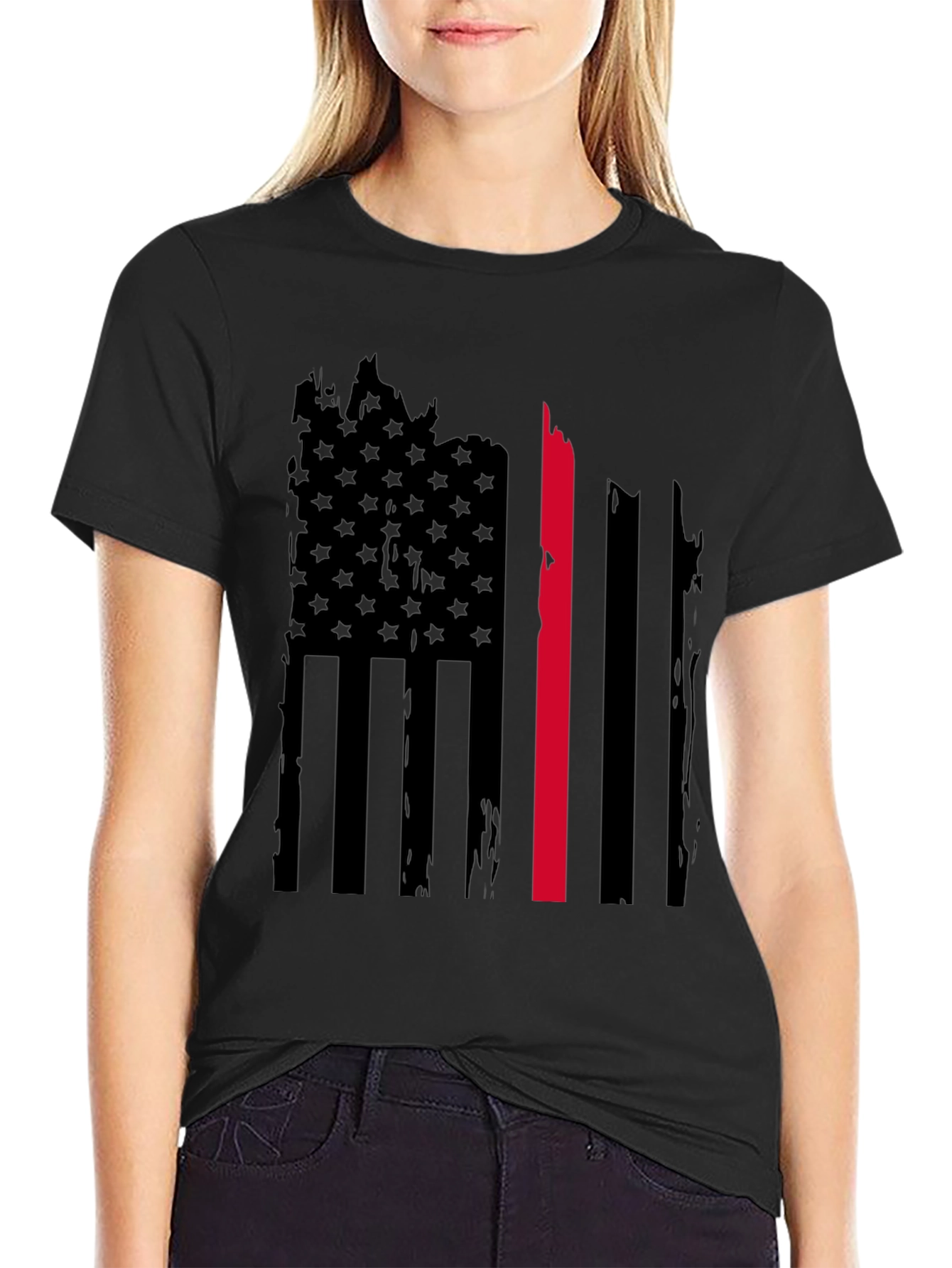 Thin Red Line American Flag Graphic Tee
