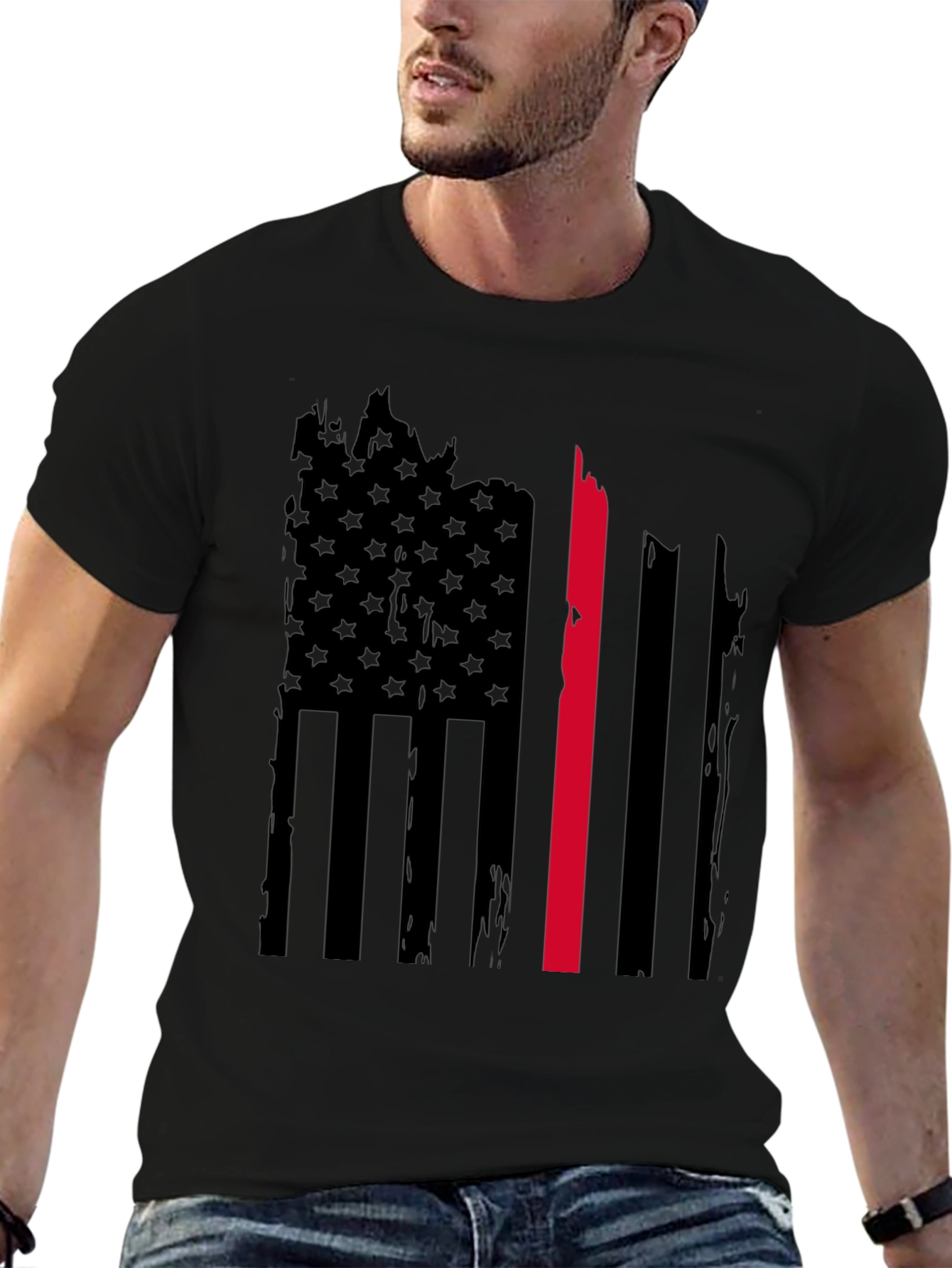 Thin Red Line American Flag Graphic Tee