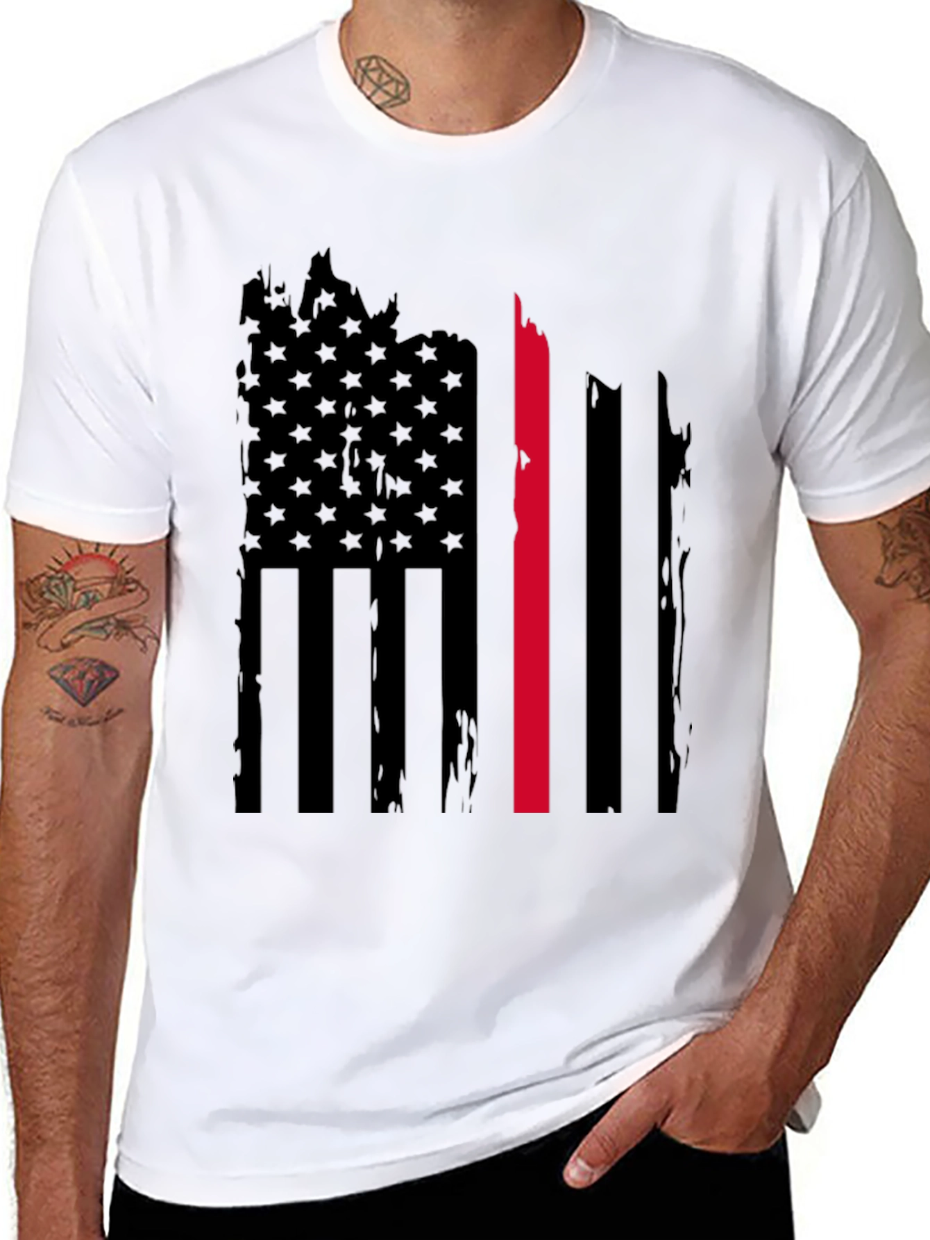 Thin Red Line American Flag Graphic Tee