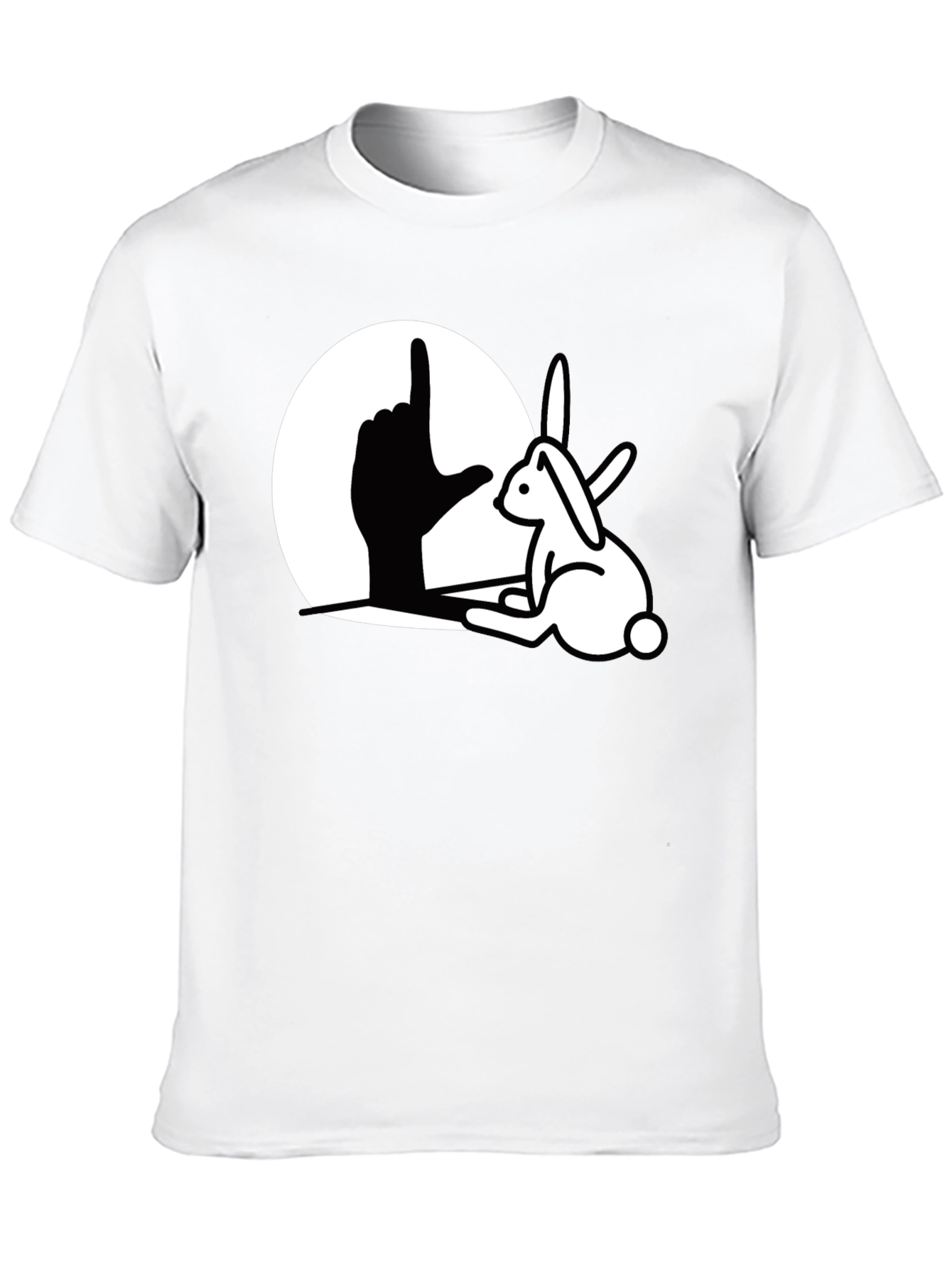 Rabbit Shadow T-Shirt - Black Cotton Blend Unique Design