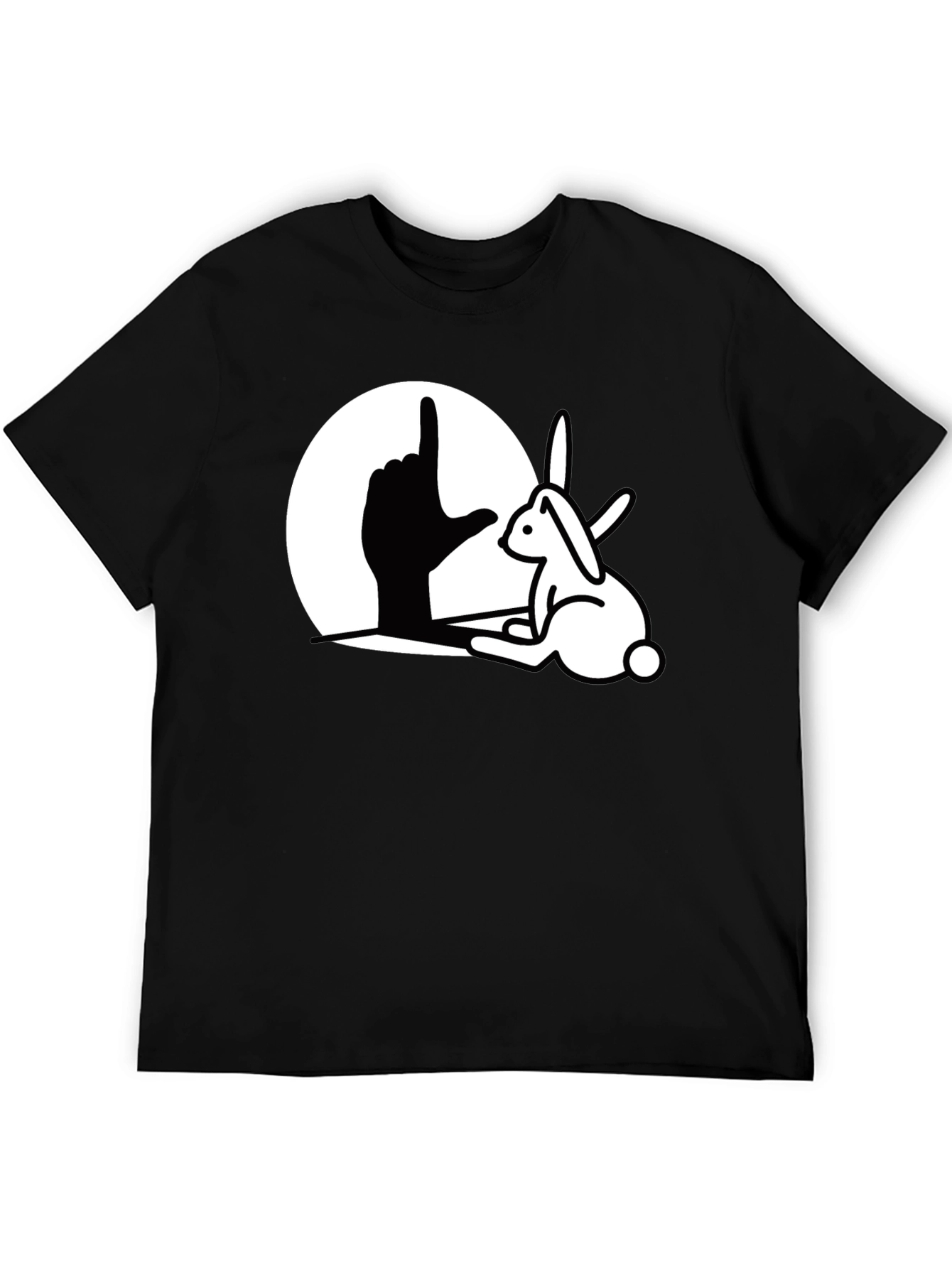 Rabbit Shadow T-Shirt - Black Cotton Blend Unique Design