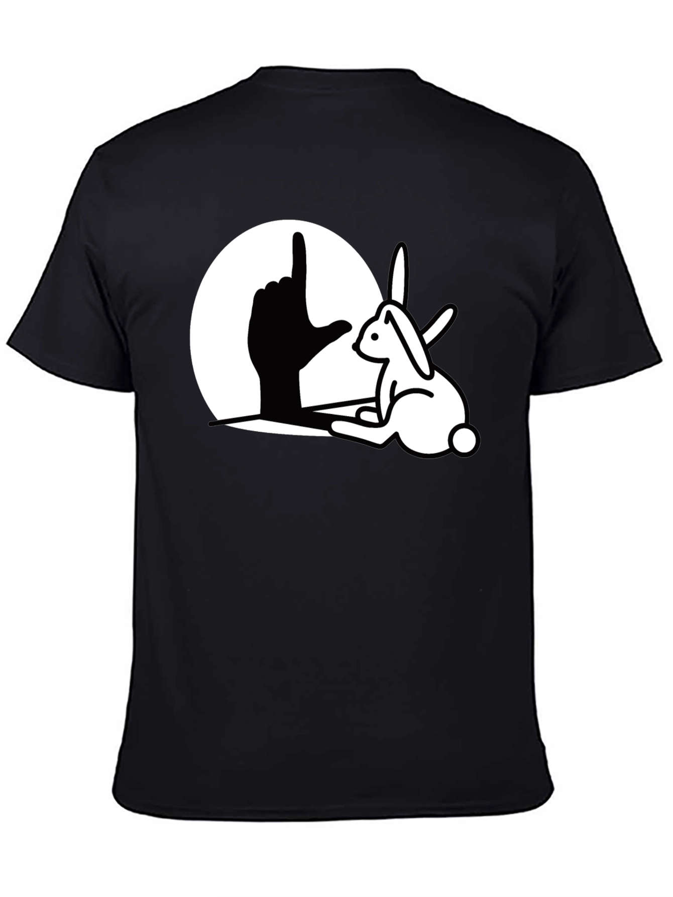 Rabbit Shadow T-Shirt - Black Cotton Blend Unique Design