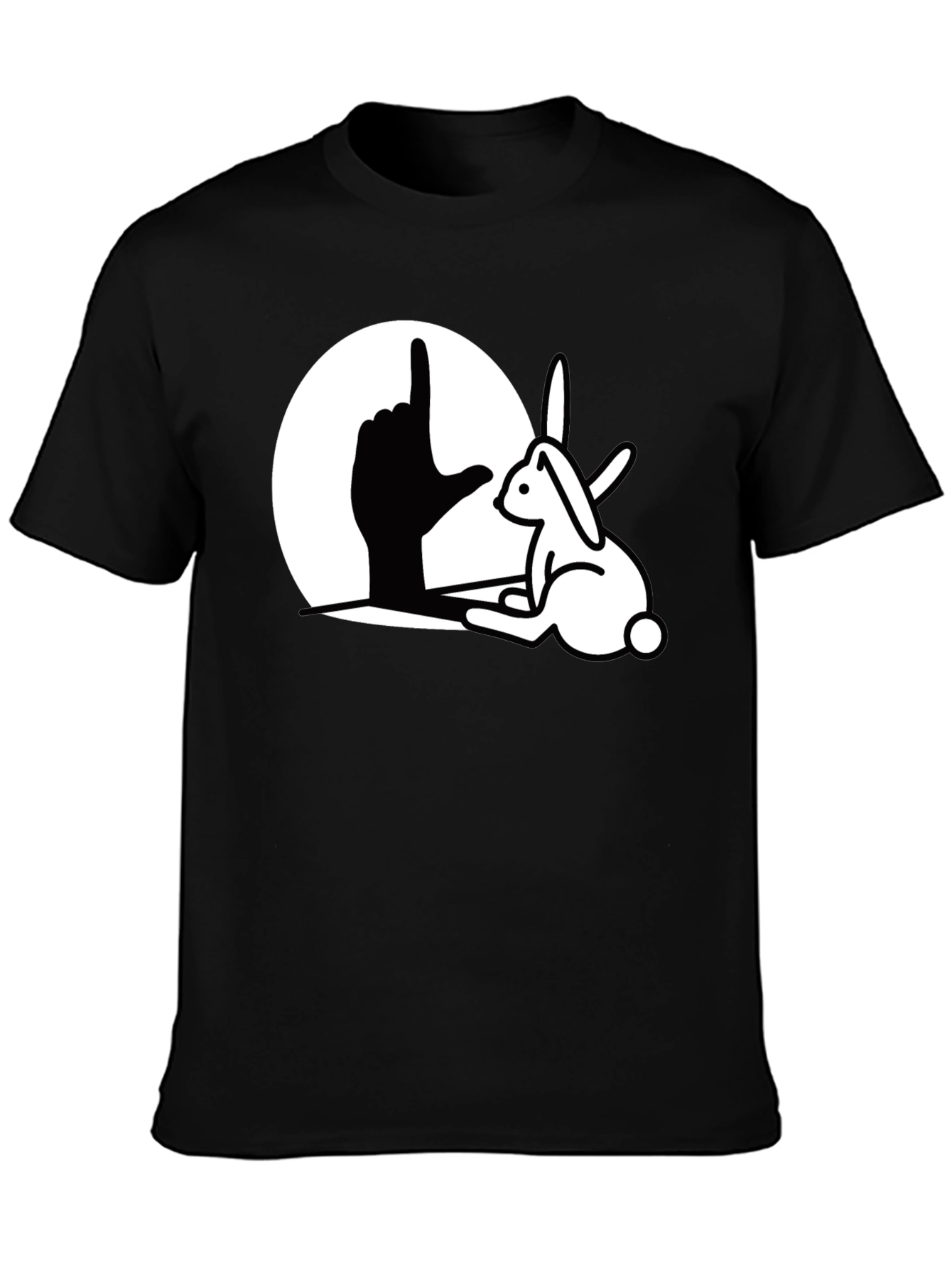Rabbit Shadow T-Shirt - Black Cotton Blend Unique Design