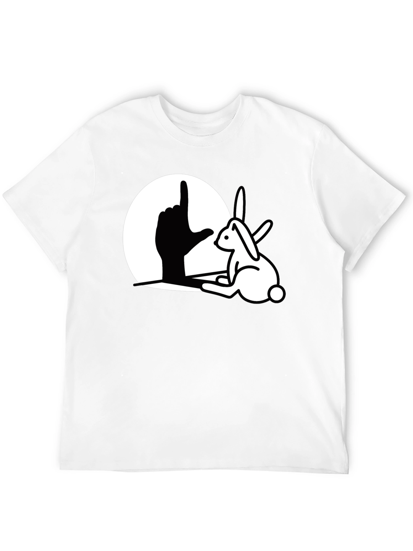 Rabbit Shadow T-Shirt - Black Cotton Blend Unique Design